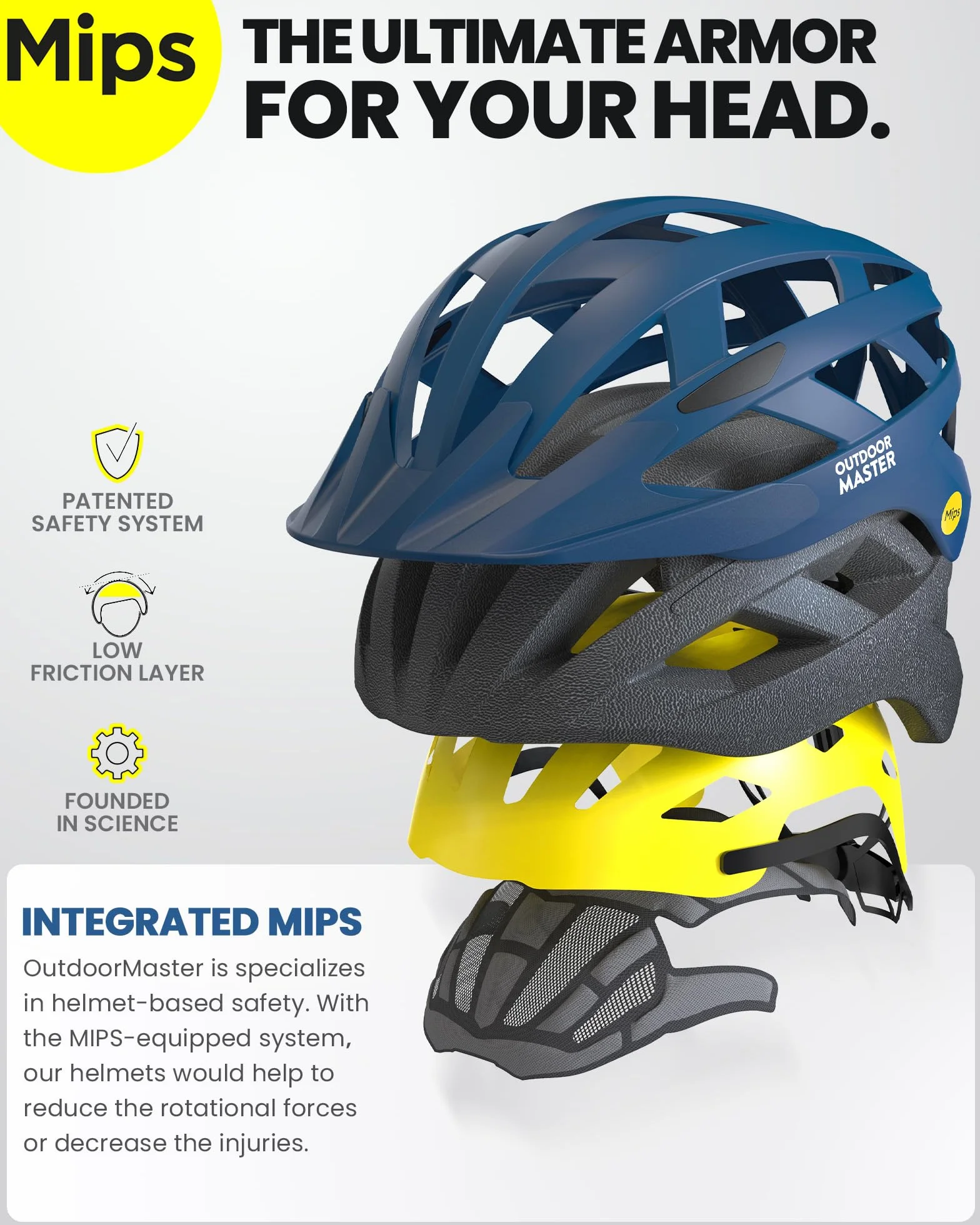 OutdoorMaster Kask rowerowy MIPS Recreational, dwie wyjmowane wkładki, wentylacja, kask górski i szosowy dla młodzieży i dorosłych