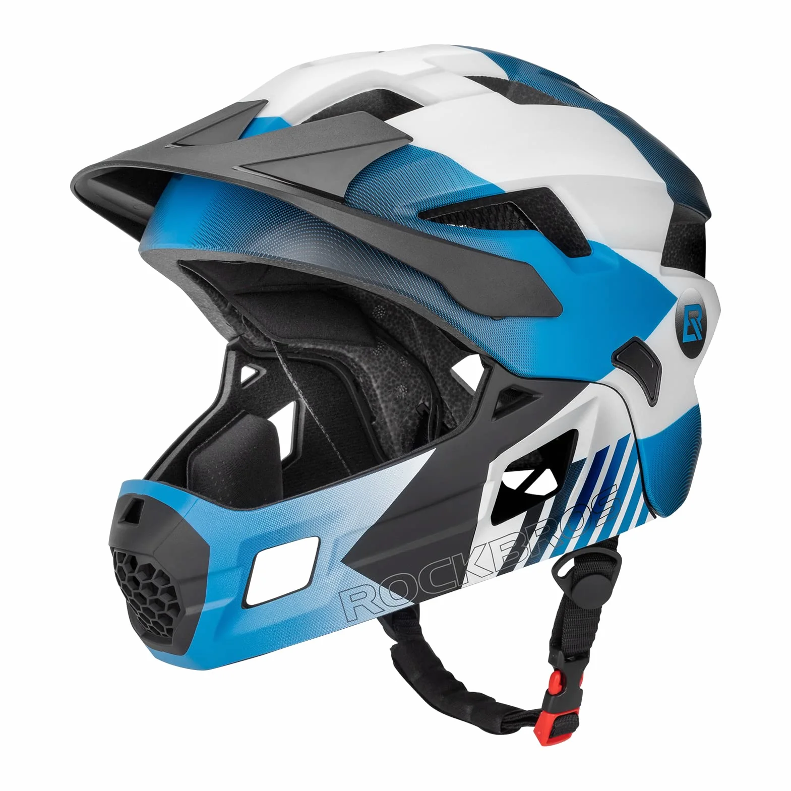 ROCKBROS Kask Rowerowy dla Dzieci i Młodzież, Regulowany, Rozmiar M/S 48-54 cm, Zielony Niebieski Szary