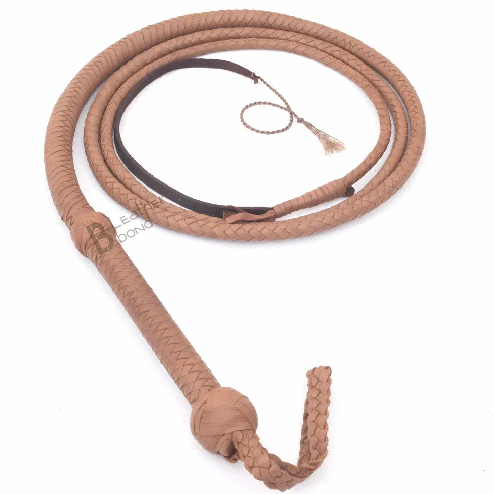 Indiana Jones styl 4 stopy 8 warkocz naturalna jasnobrązowa skóra bulwhip prawdziwa skóra bydlęca bull whip