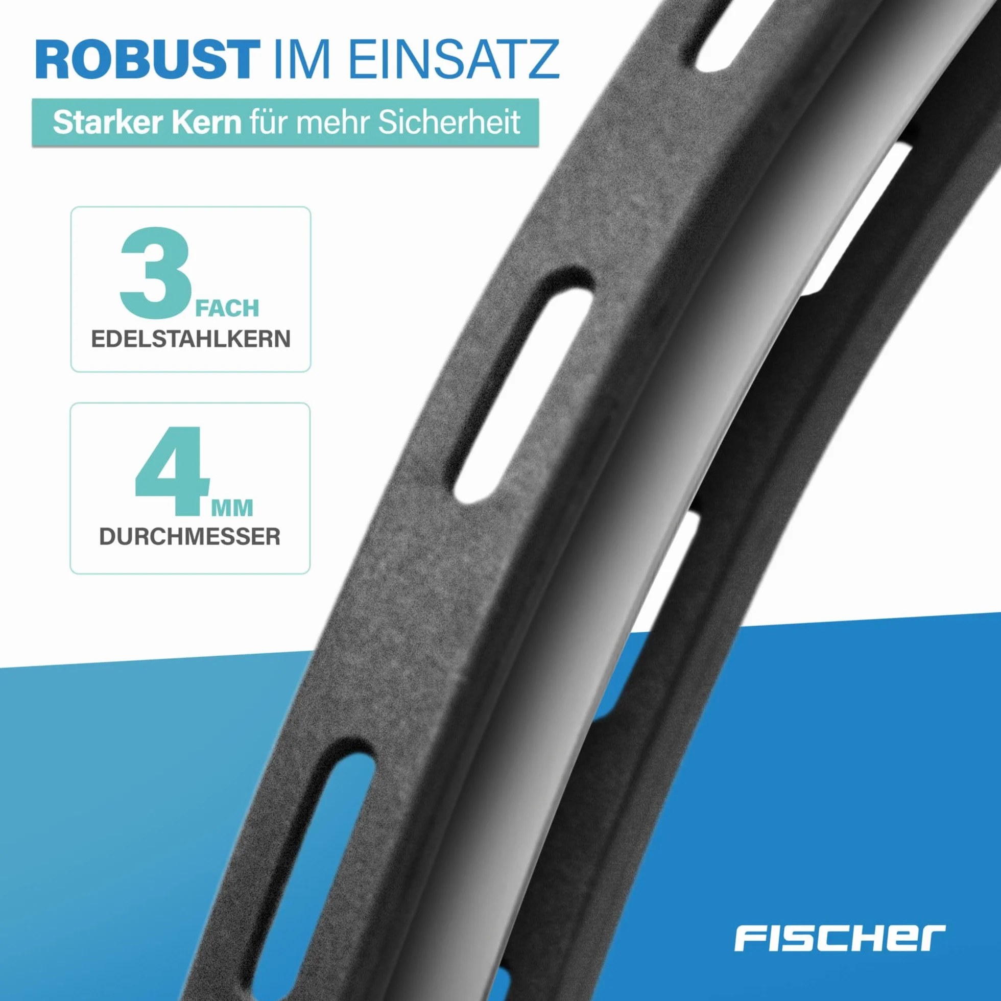 FISCHER Zapięcie rowerowe, zestaw specjalnych zamków z zamkiem szyfrowym, do roweru, kasku lub jazdy na nartach, czarne, dwa zamki o długości 35 i 53 cm