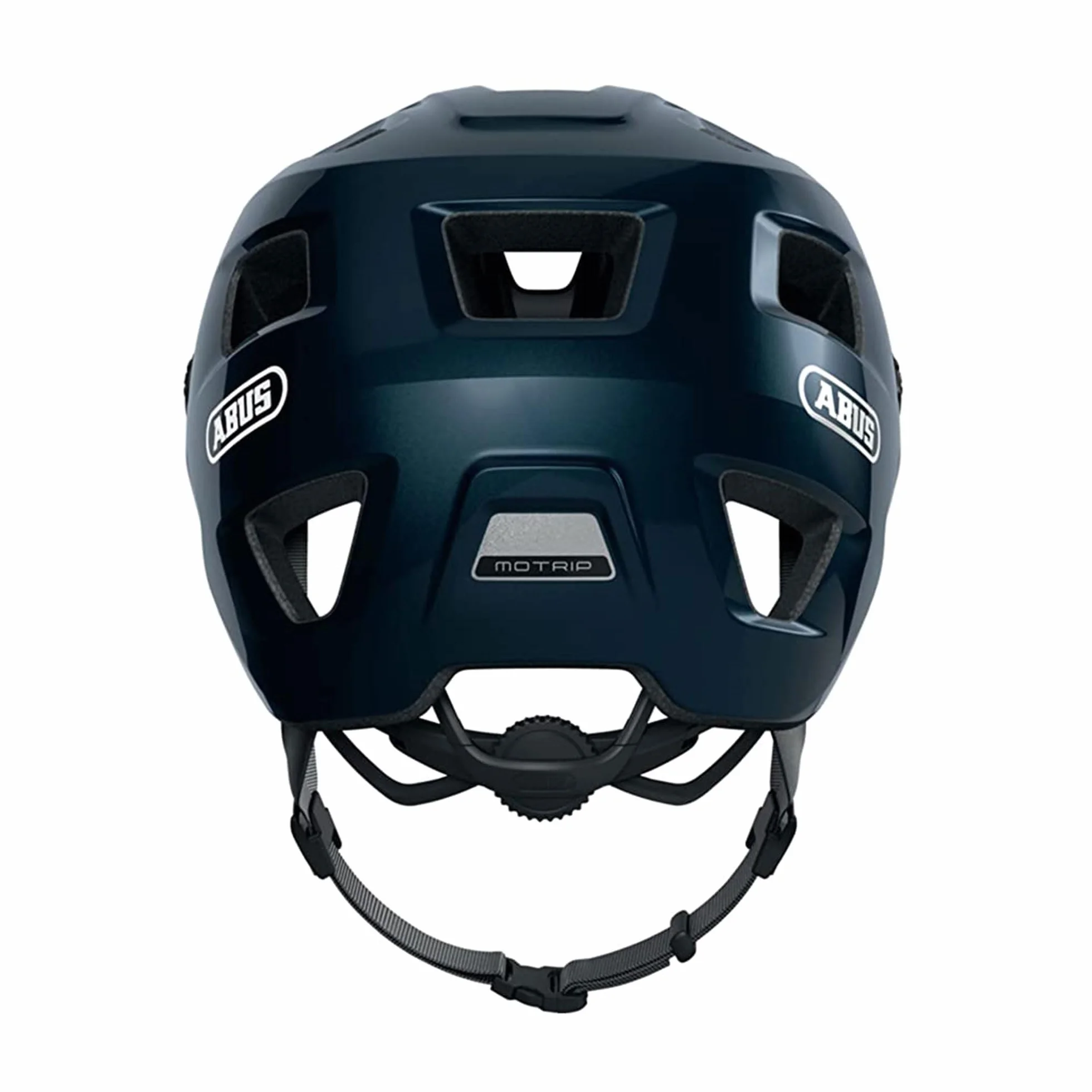 ABUS Kask MTB MoTrip – wytrzymały kask rowerowy z daszkiem o regulowanej wysokości dla rowerzystów górskich – indywidualne dopasowanie – unisex – niebieski błyszczący, rozmiar M, M (54-58 cm)
