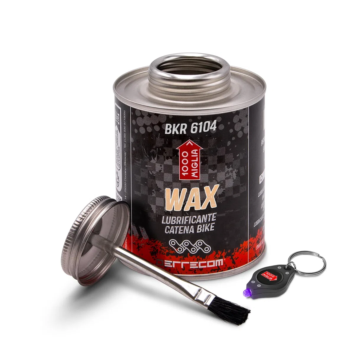 1000 Miglia BKR 6104 DRY Wosk do Łańcucha Rowerowego - 400 ml, Suche Warunki Pogodowe, Pojemnik All-In-One zawiera Pędzelek do aplikacji