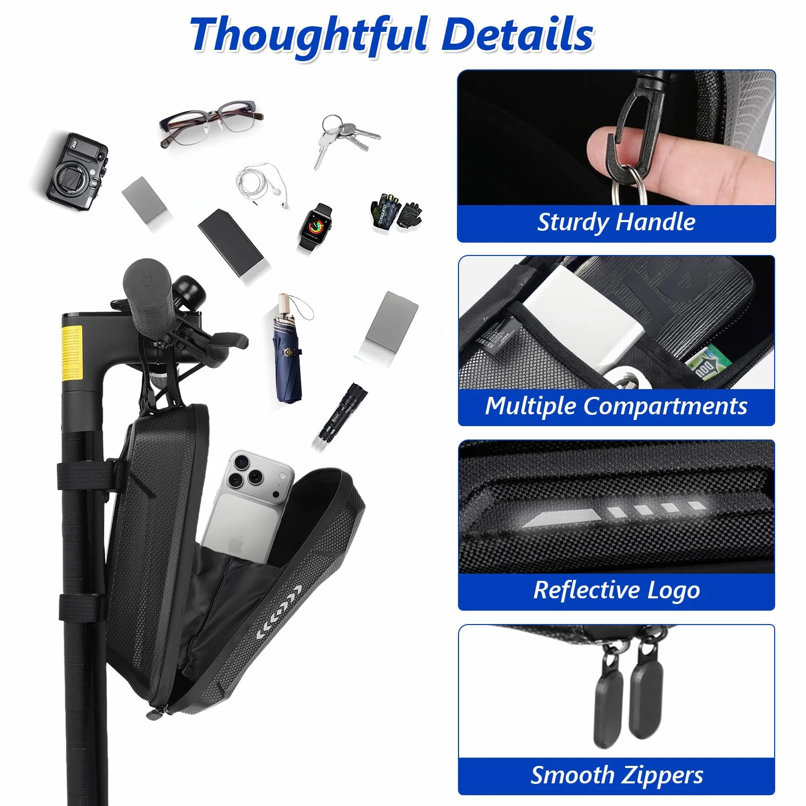 flintronic Torba na skuter, torba na kierownicę 3 l, wodoszczelna, przednia kieszeń na skuter elektryczny Xiaomi MI Mijia M365 Pro Segway Ninebot E ES1/2/3/4, Stil-B