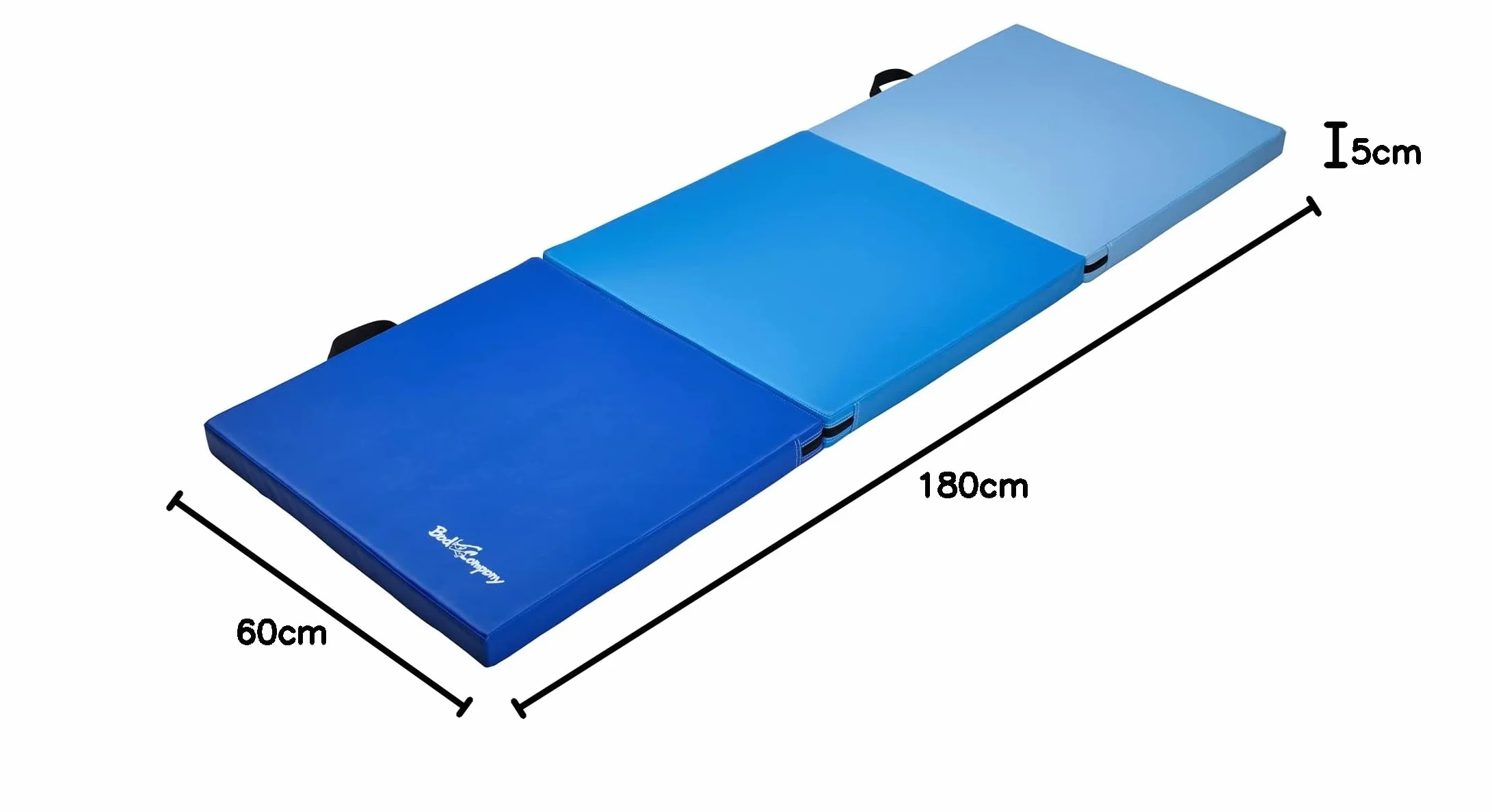 Bad Company Miękka mata podłogowa 3-krotnie składana, składana mata treningowa 180 x 60 x 5 cm z pianki z uchwytami do noszenia, w dwóch różnych kombinacjach kolorystycznych