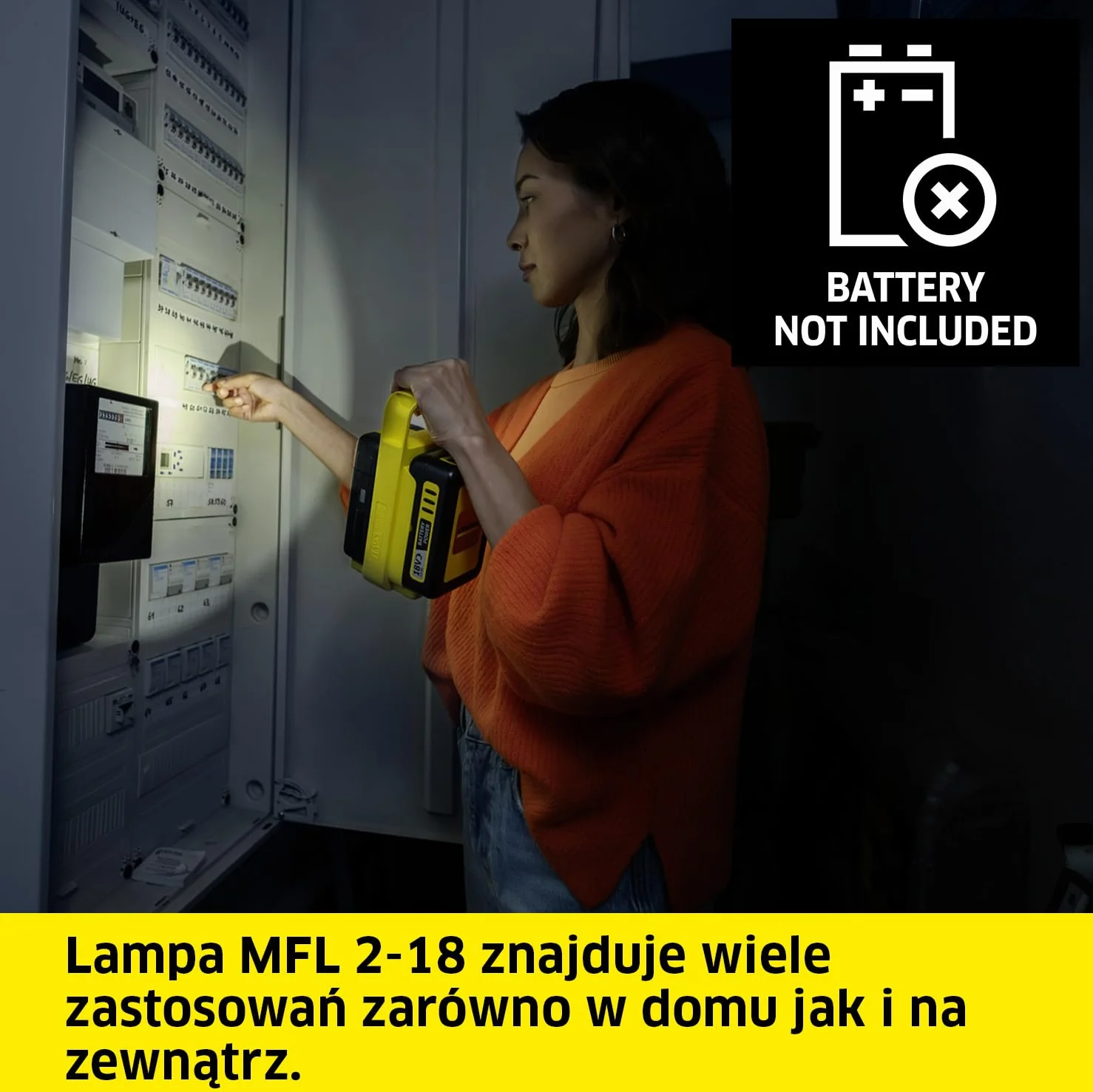 Kärcher Lampa wielofunkcyjna akumulatorowa MFL 2-18, 280 lumenów, USB C, USB A, 18 V