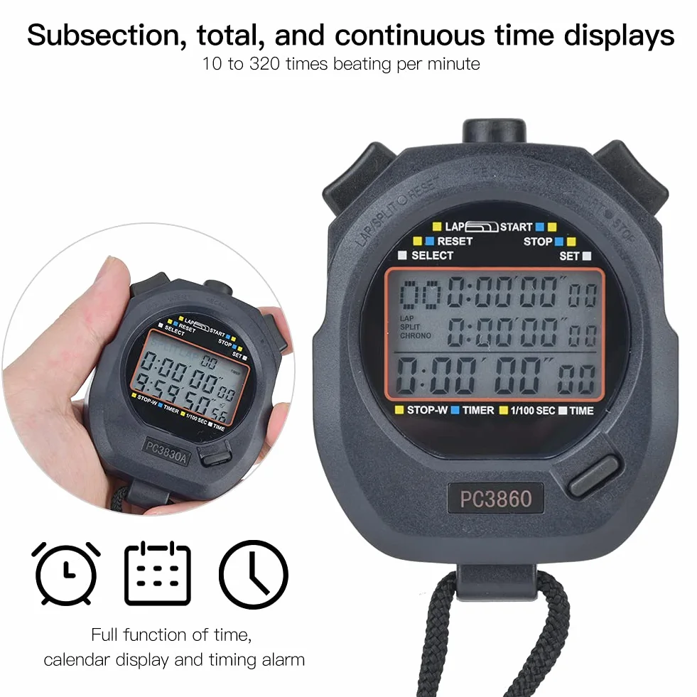 Elektroniczny Stoper Sportowy Timer Wodoodporny 3860