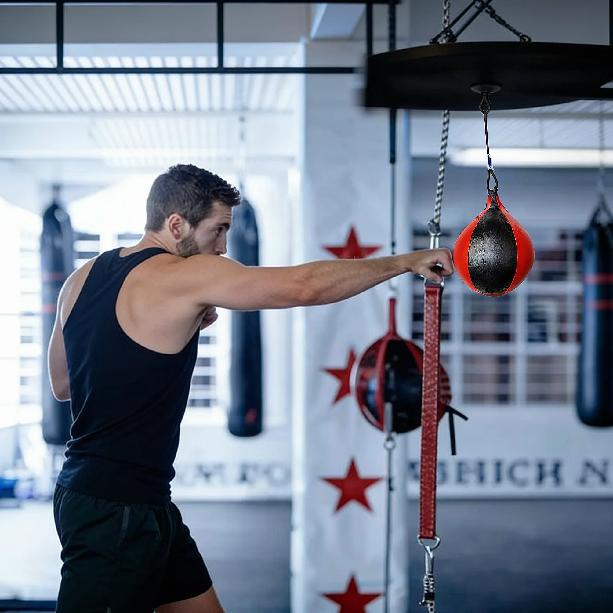 Speed Punch Bag, Gruszki treningowe, Dwustronna zawieszona piłka bokserska, skórzany deszcz worek bokserski Speedball do treningu Trening sprawnościowy MMA boks sportowy worek bokserski
