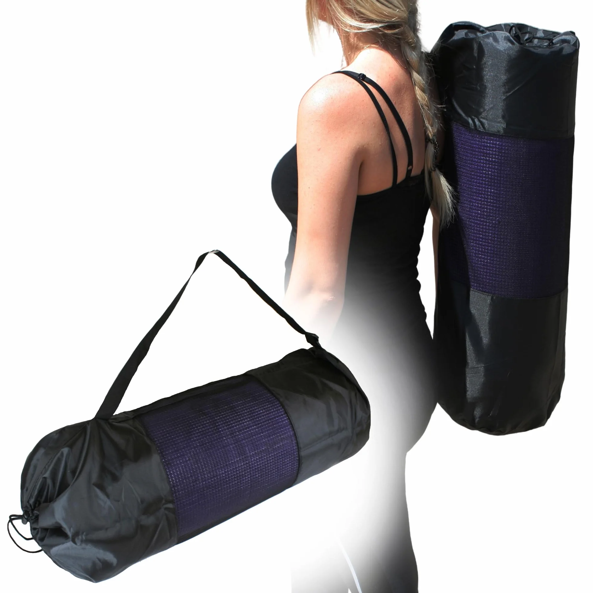 DOJA Barcelona Czarna torba na matę do jogi 25 x 24,5 x 82 cm poliestrowa