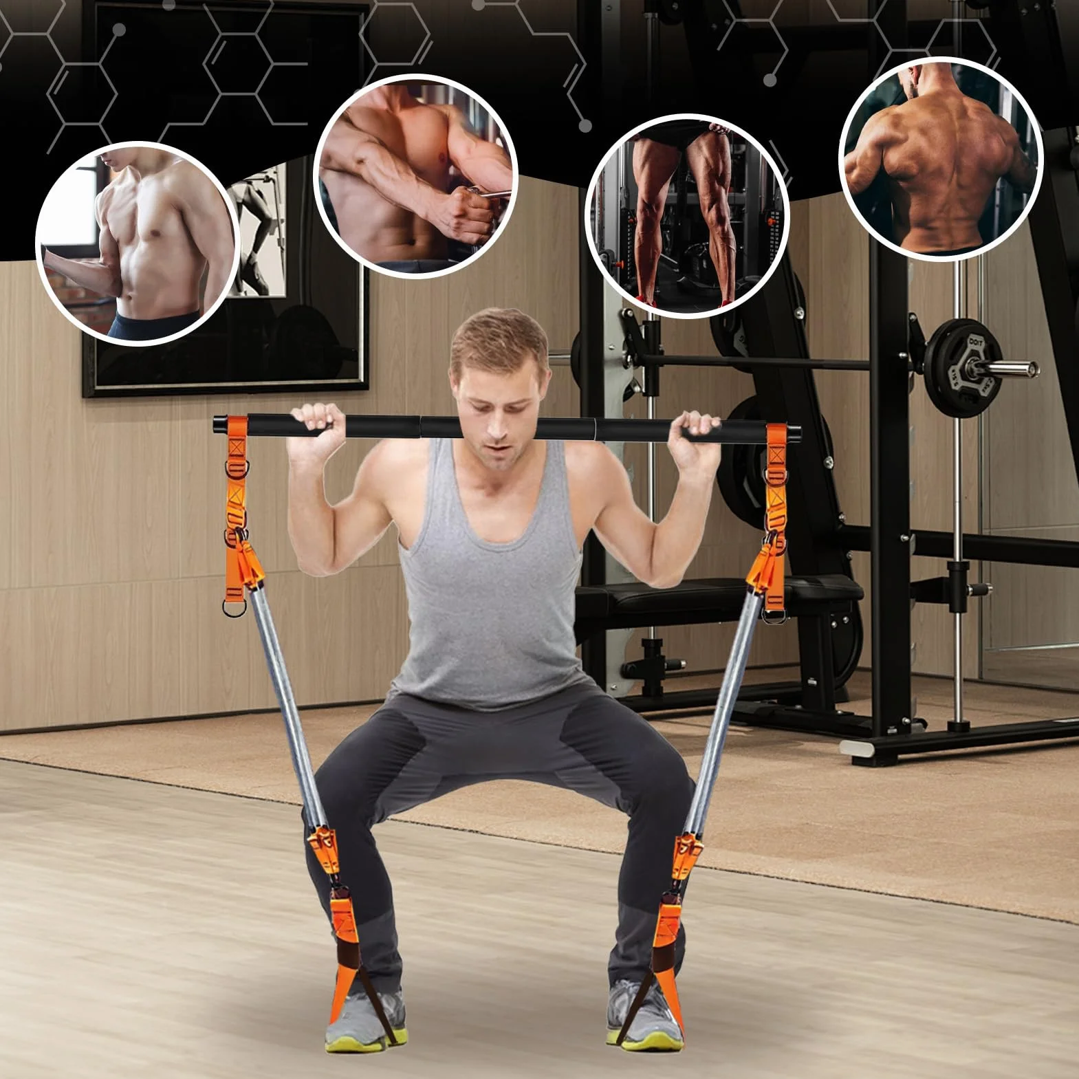 Home Pilates Bar Kit | Sprzęt fitness do treningu mięśni - przysiady sprzęt treningowy dla domowej siłowni profesjonalistów sportowców mężczyzn kobiet graczy sportowców ramiona nogi