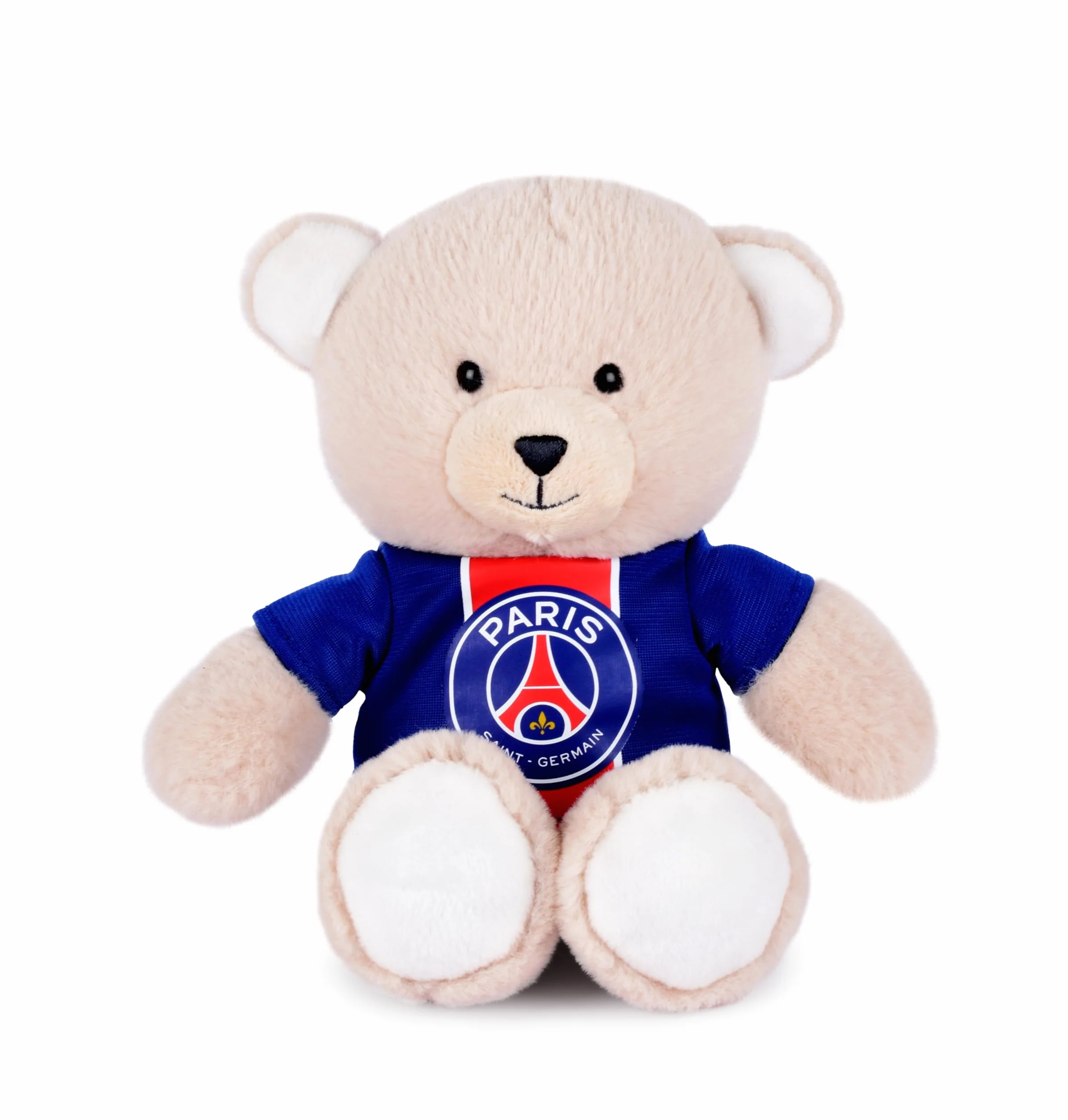 PSG - Maskotka Miś Pluszowy - 23 cm - Oficjalna licencja Paris Saint-Germain - Odpinana koszulka Paris z paskami Hechter - Bardzo miękki miś - Pamiątka PSG dla dzieci i kibica piłki nożnej - DC4268