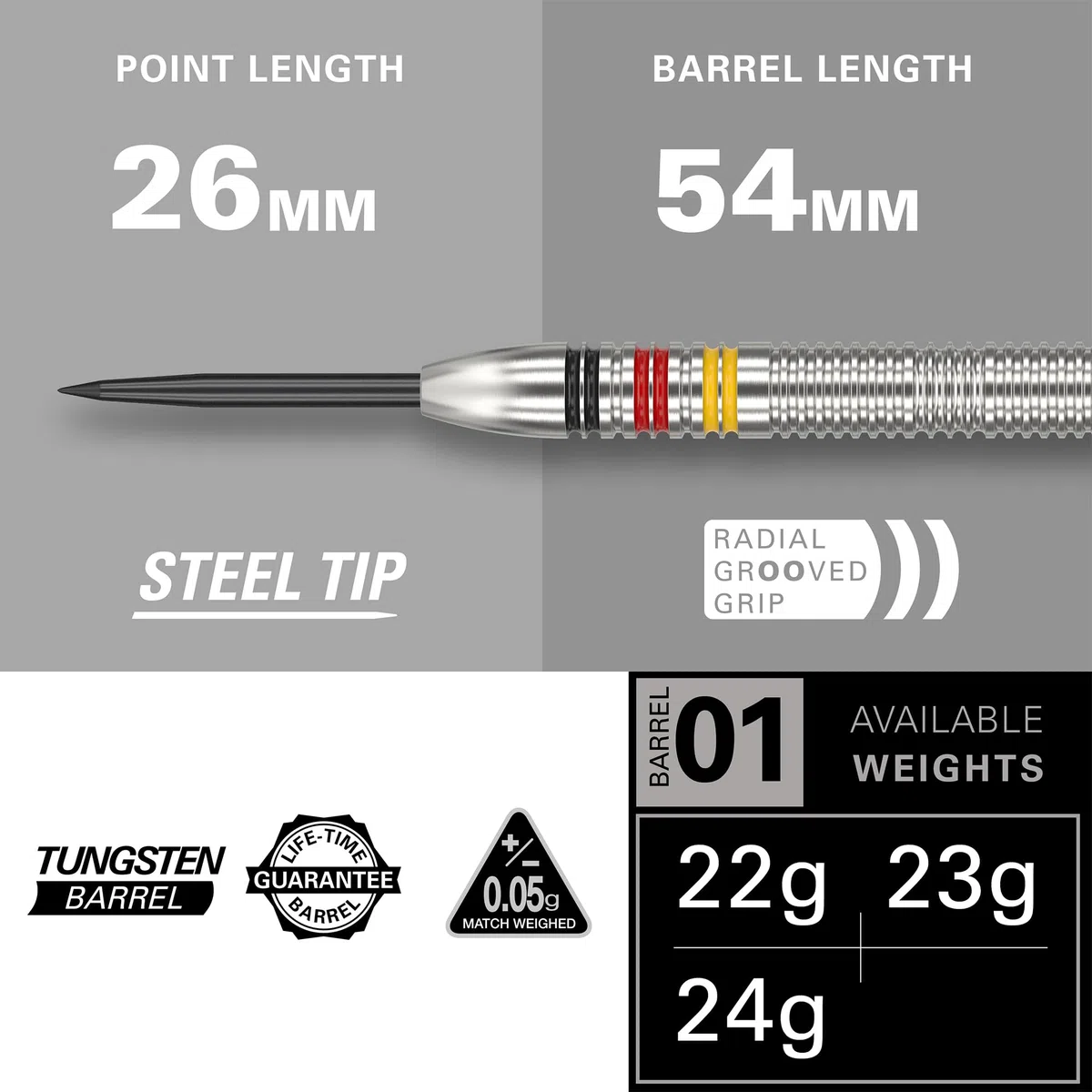 Target Darts Gabriel Clemens zestaw rzutek 22G/23G/24G ze stali wolframowej – 9 wałków Pro Grip – 9 Pro Ultra Flights – portfel do rzutek