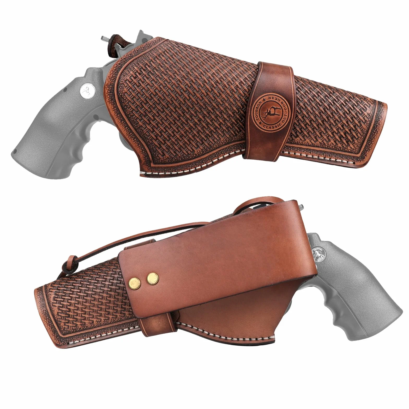TOURBON Kabura na pistolet z prawdziwej skóry western kowbojski pas kabury rewolwer pistolet torba do przenoszenia