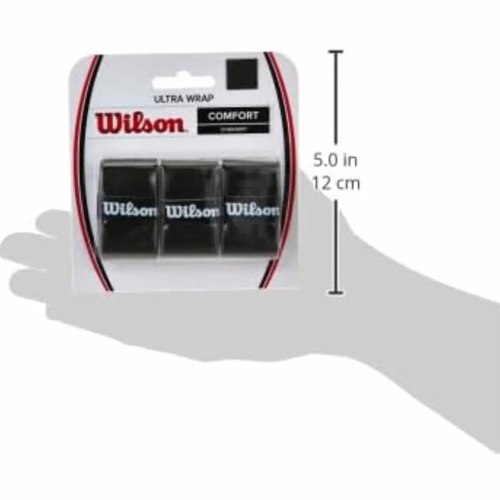 Wilson Ultra Wrap Overgrip, opaska na rękojeść unisex, czarna, 3 sztuki, WRZ403000