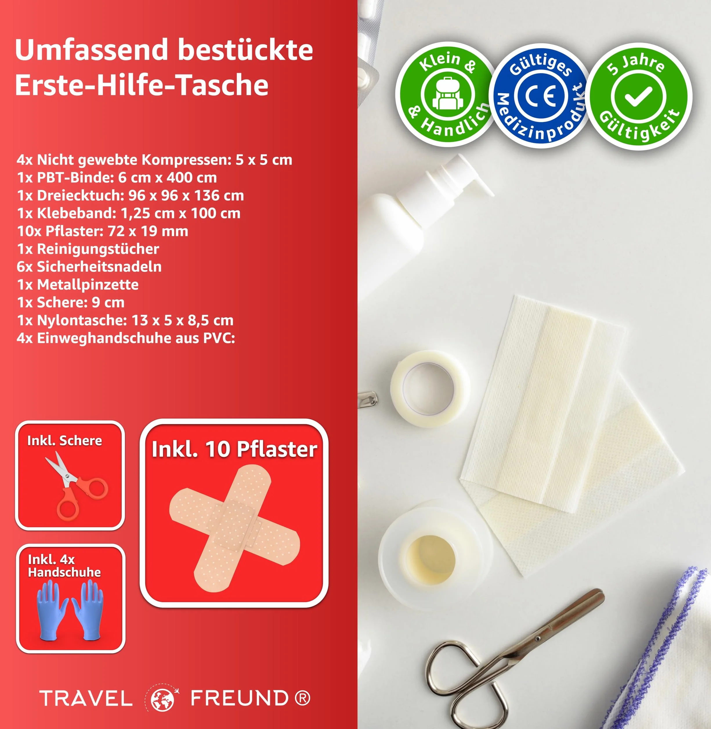Mini Apteczka pierwszej pomocy - mała i miniaturkowa apteczka podróżna - na rower, kemping, podróże, wędrówki, outdoor i na rower - Zestaw pierwszej pomocy - w podróży i podczas podróży