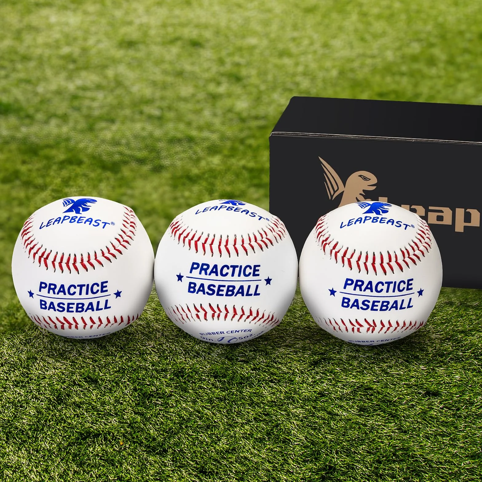 LeapBeast 3 sztuki piłek do baseballu, twardy/miękkie do baseballu, 9 cali, ręcznie robione piłki do baseballu do treningu ćwiczeń dla początkujących młodzieży