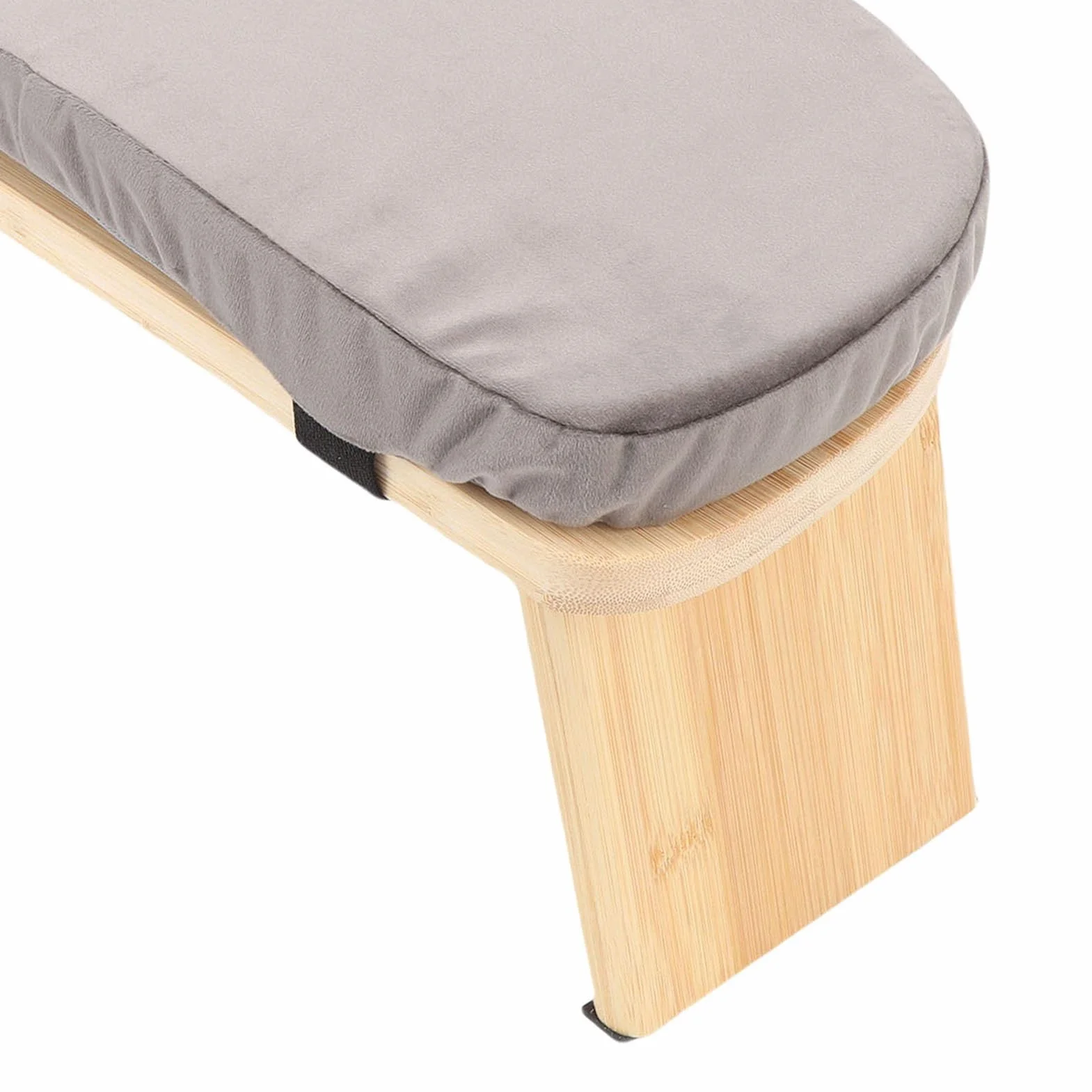 Pongnas Ergonomiczna Drewniana Ławka Medytacyjna Stołek Klęczący do Jogi z Miękką Poduszką Szary