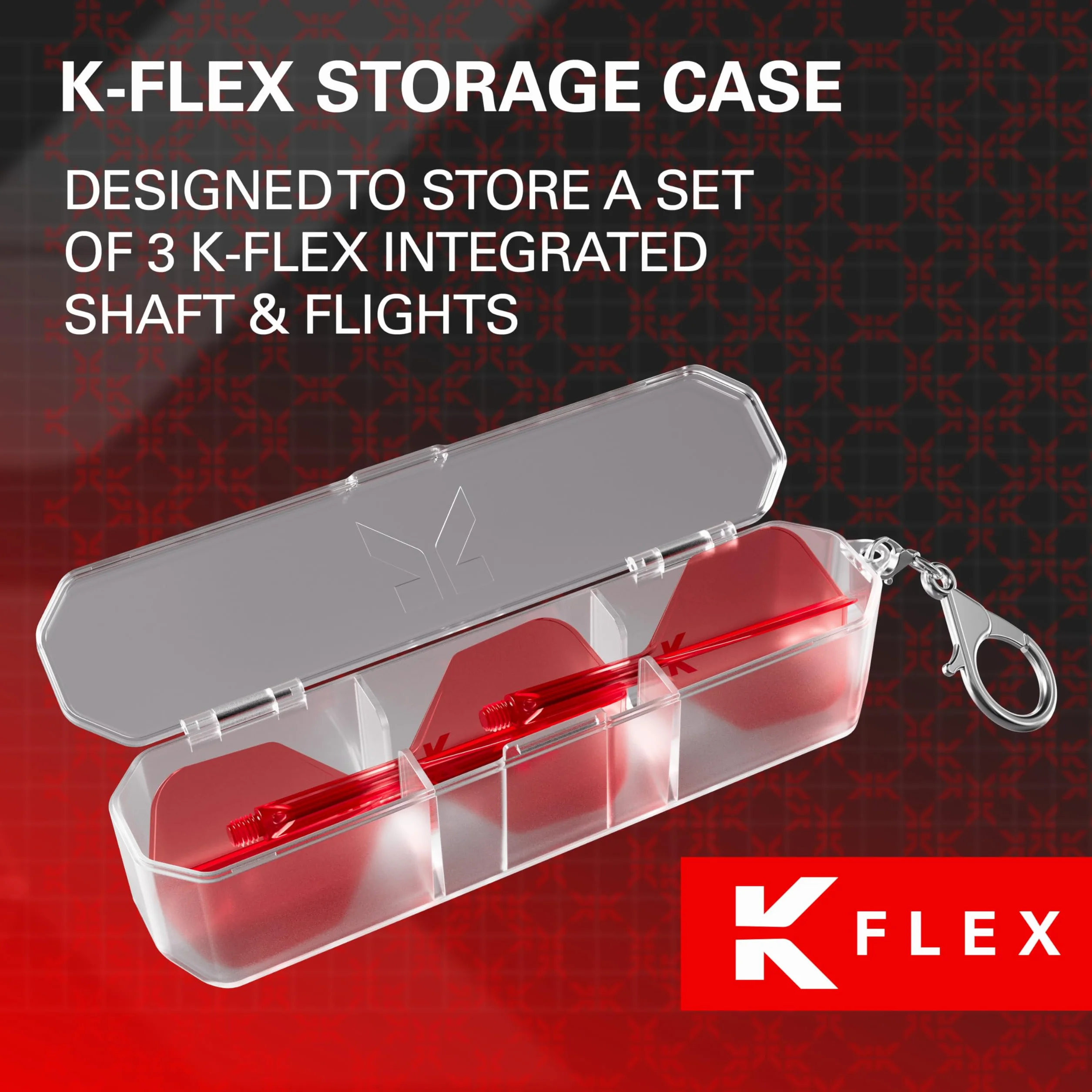 Target Darts K Flex Flights Storage Case | Zestaw 3 akcesoriów Kflex Flight and Shaft System | uchwyt K-Flex, etui K, etui na akcesoria do rzutek, twarde etui z łańcuszkiem na klucze