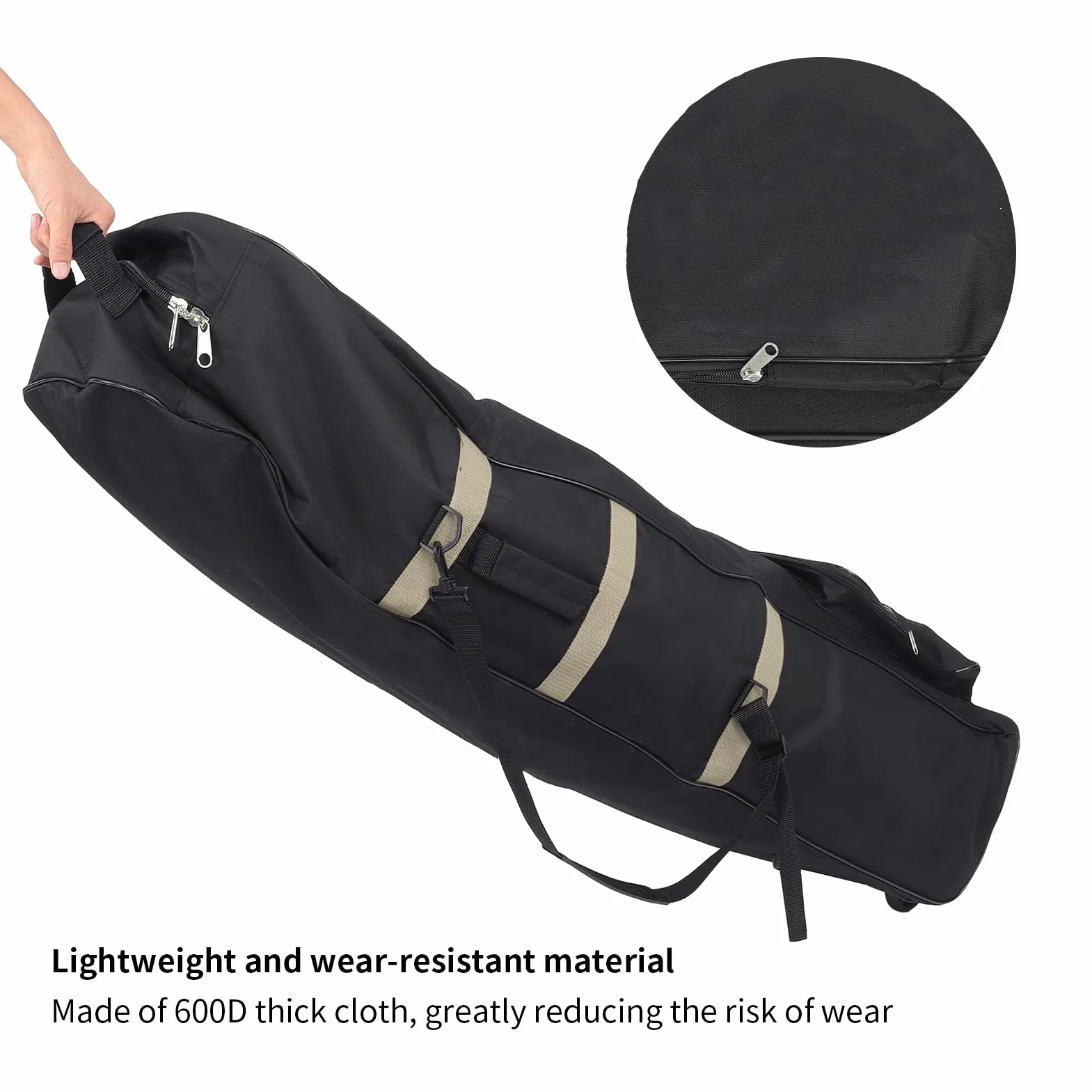 600D Heavy Duty Travel Bag with Wheels, Universal Size Foldable Waterproof Padded Club Travel Bag for Airlines