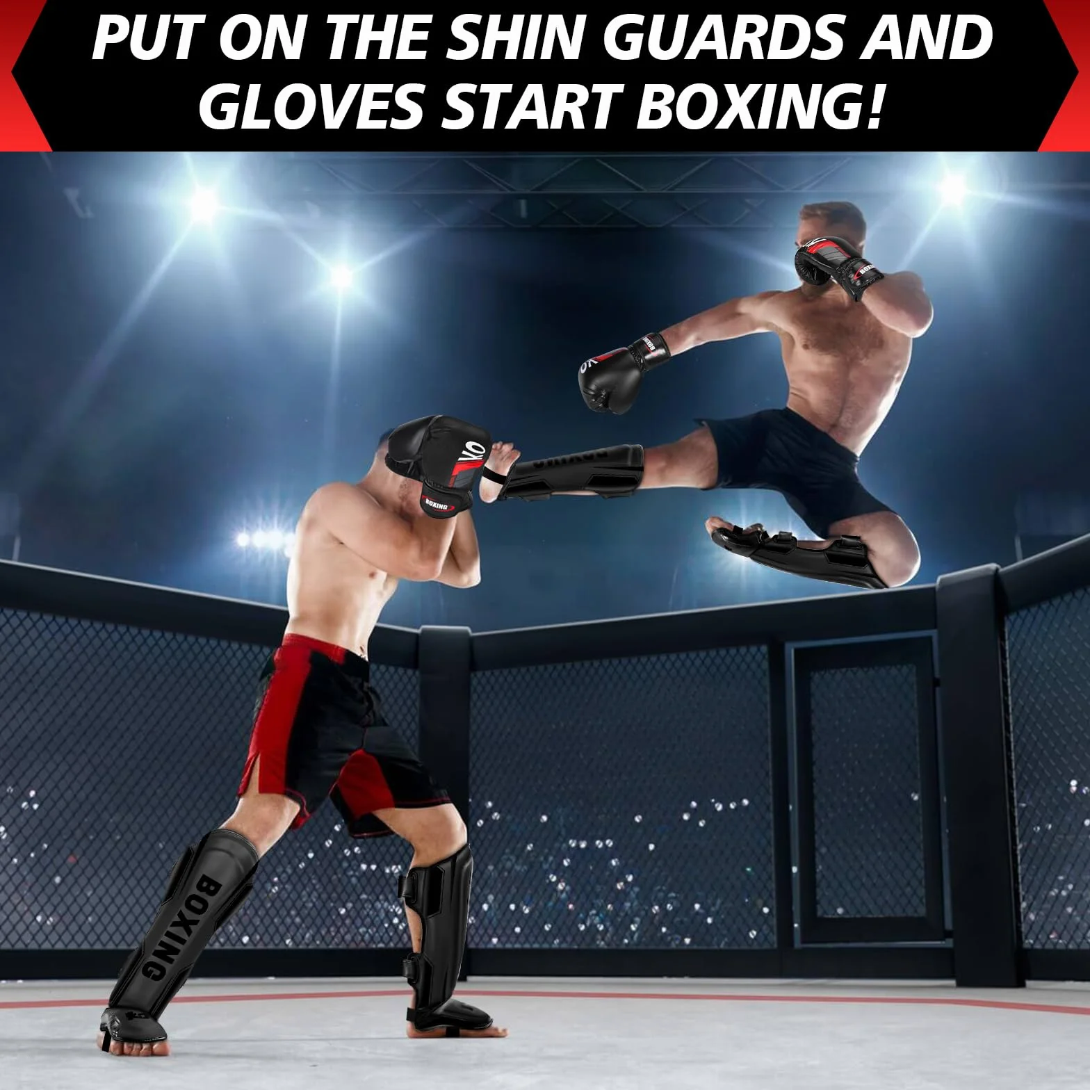 Ochraniacze na golenie Kickboxing z rękawiczkami