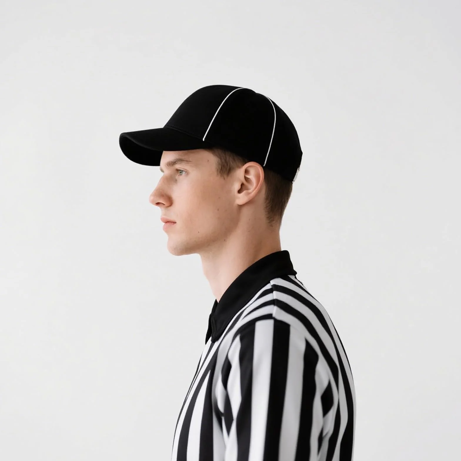 TopTie Sporting Goods oficjalna czapka sędzia, czarna z białym paskiem, regulowana czarna czapka z piłką - czarna biała w paski