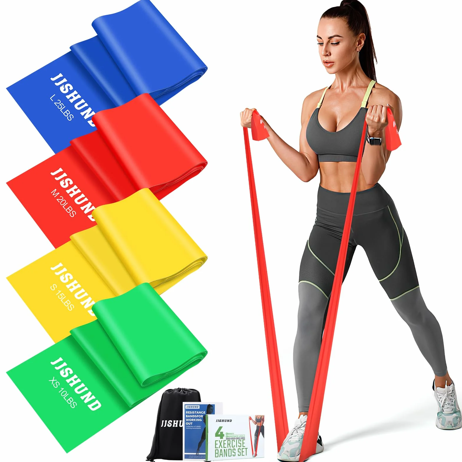Zestaw 4 taśm fitness 2m długie taśmy oporowe do pilatesu jogi rehabilitacji