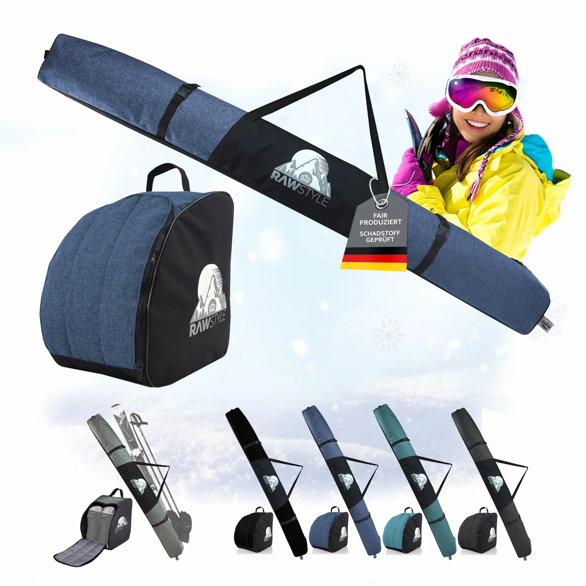 Rawstyle Torba narciarska na buty i narty wodoszczelna 160 cm 180 cm model 3