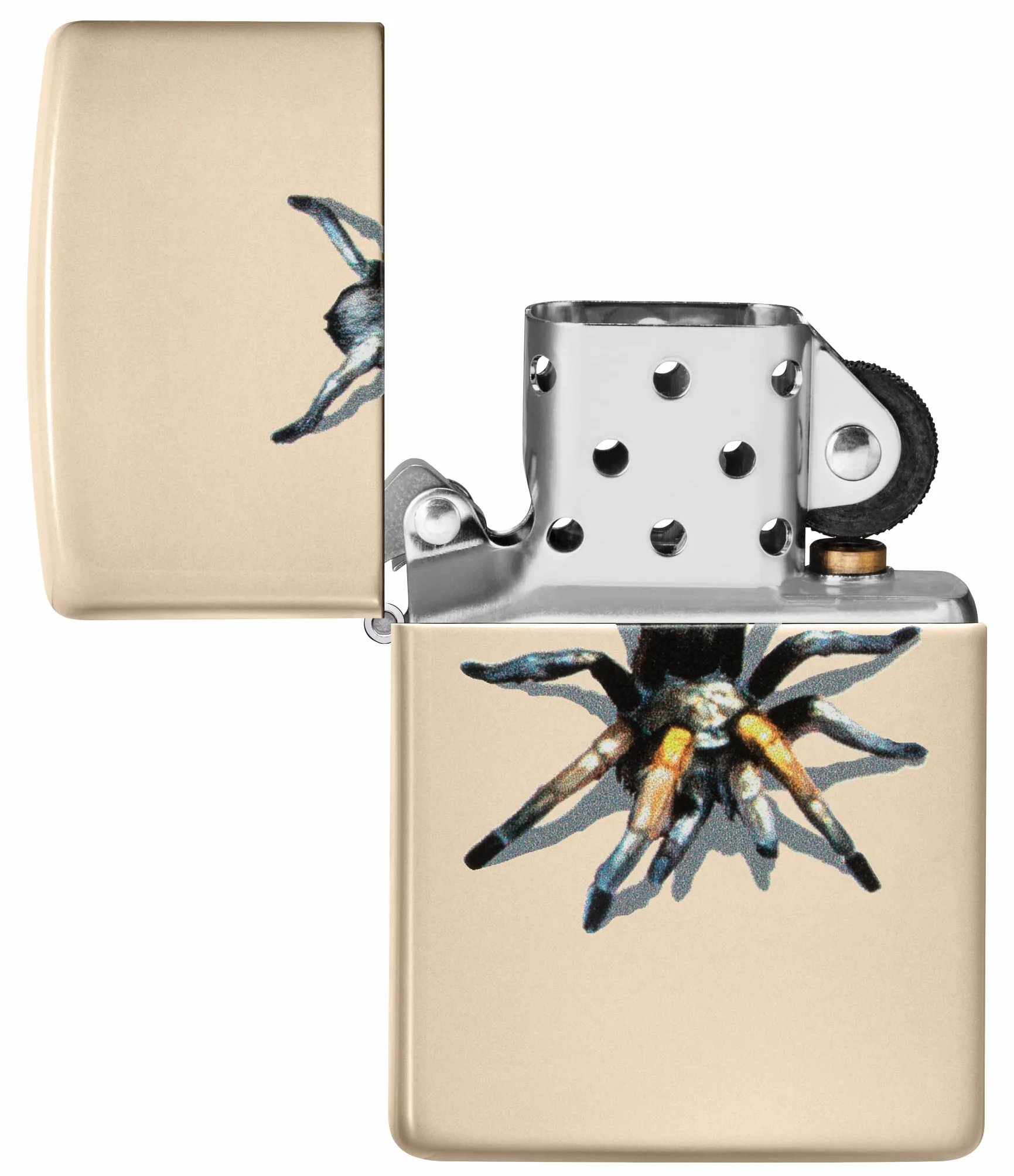 Zippo Tarantula Spider Zapalniczka Sztormowa, Kolorowy Nadruk, do Napełniania, Wielokrotnego Użytku, Wiatroodporna Konstrukcja, Wykonano w USA, Kolor Piaskowy (Flat Sand)