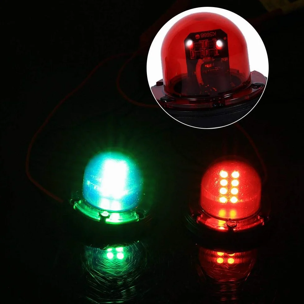 Keenso Zestaw świateł nawigacyjnych LED 12V czerwone zielone stal nierdzewna wodoodporne 8 diod