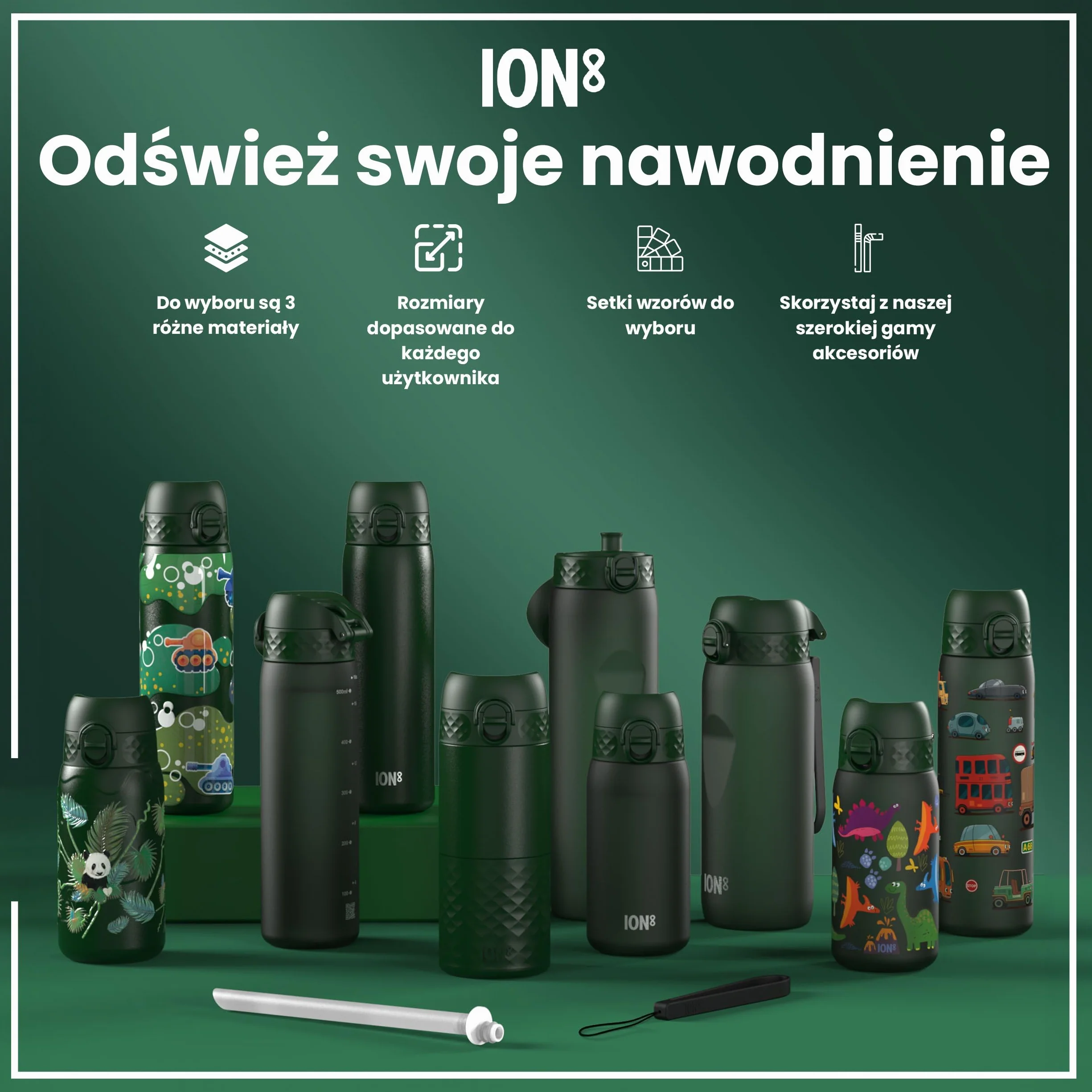 ION8 Butelka dla Dzieci, 350 ml/12 oz, Szczelna, Łatwa do Otwarcia, Bezpieczny Zamek, Można Myć w Zmywarce, Bez BPA, Uchwyt do Przenoszenia, Łatwa do Czyszczenia, Bezwonny, Maszyny Rolnicze