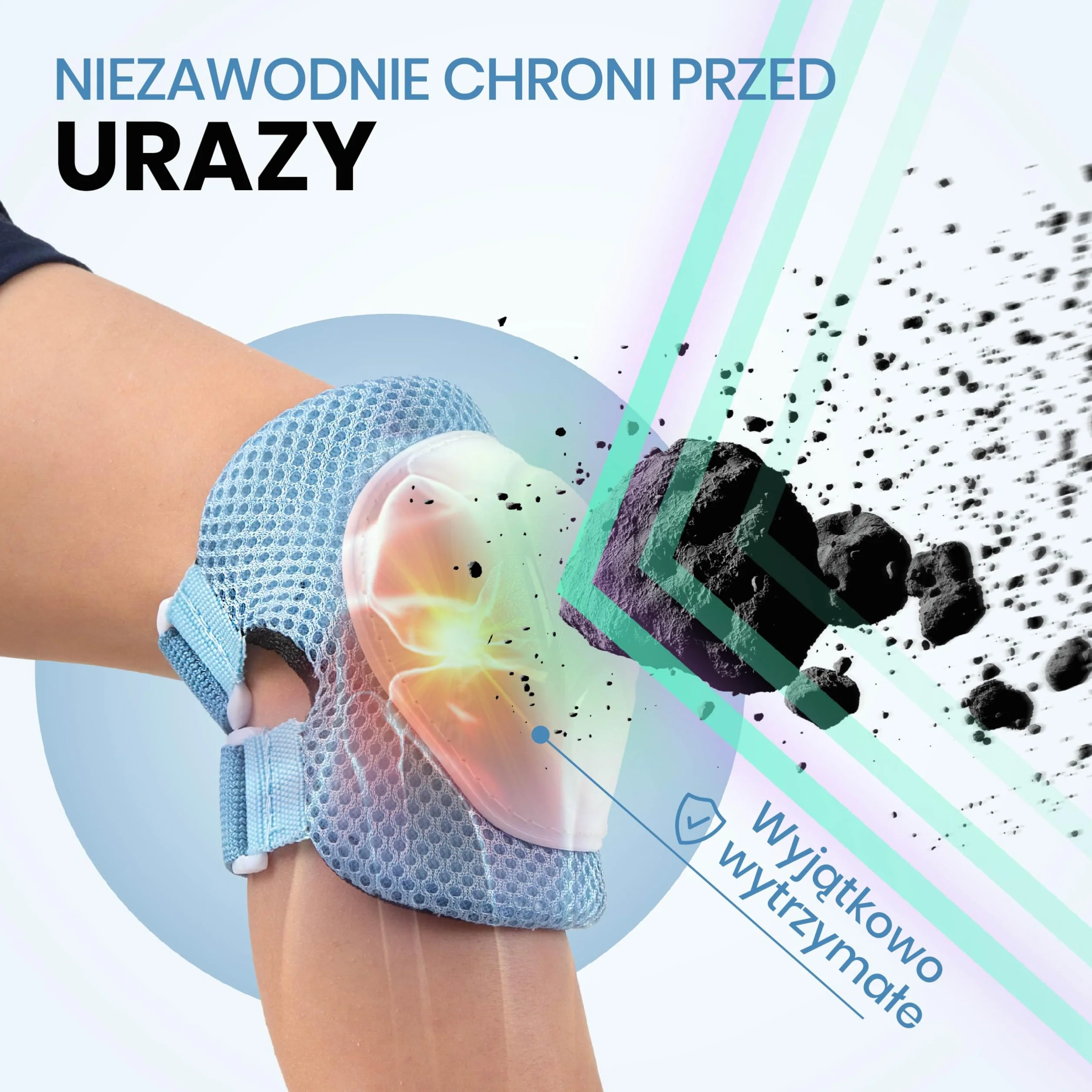 99FLIPS FLASH Jasnoniebieskie Ochraniacze dla Dzieci S/M Zestaw 6 el Nakolanniki Nałokietniki i Ochraniacze na Nadgarstki na Rolki