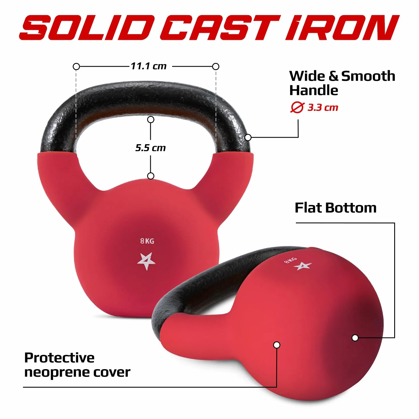 Yes4All WV6P Kettlebell 8 kg czerwony powlekane neoprenem