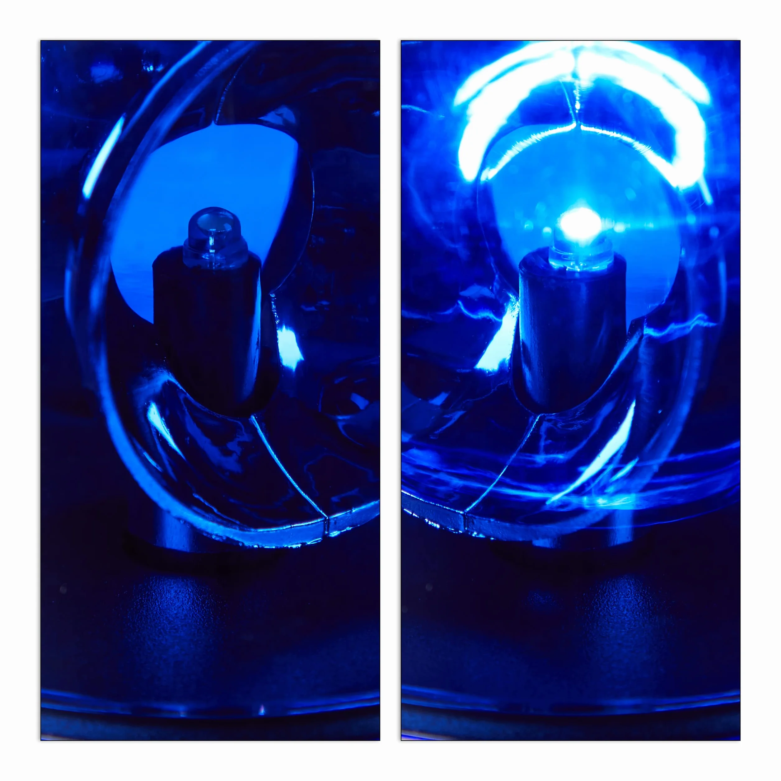Relaxdays Niebieskie światło LED, lampa dookoła z obrotowym reflektorem, oświetlenie imprezowe do postawienia, zasilanie bateryjne, ABS, PS, niebieska, 1 sztuka