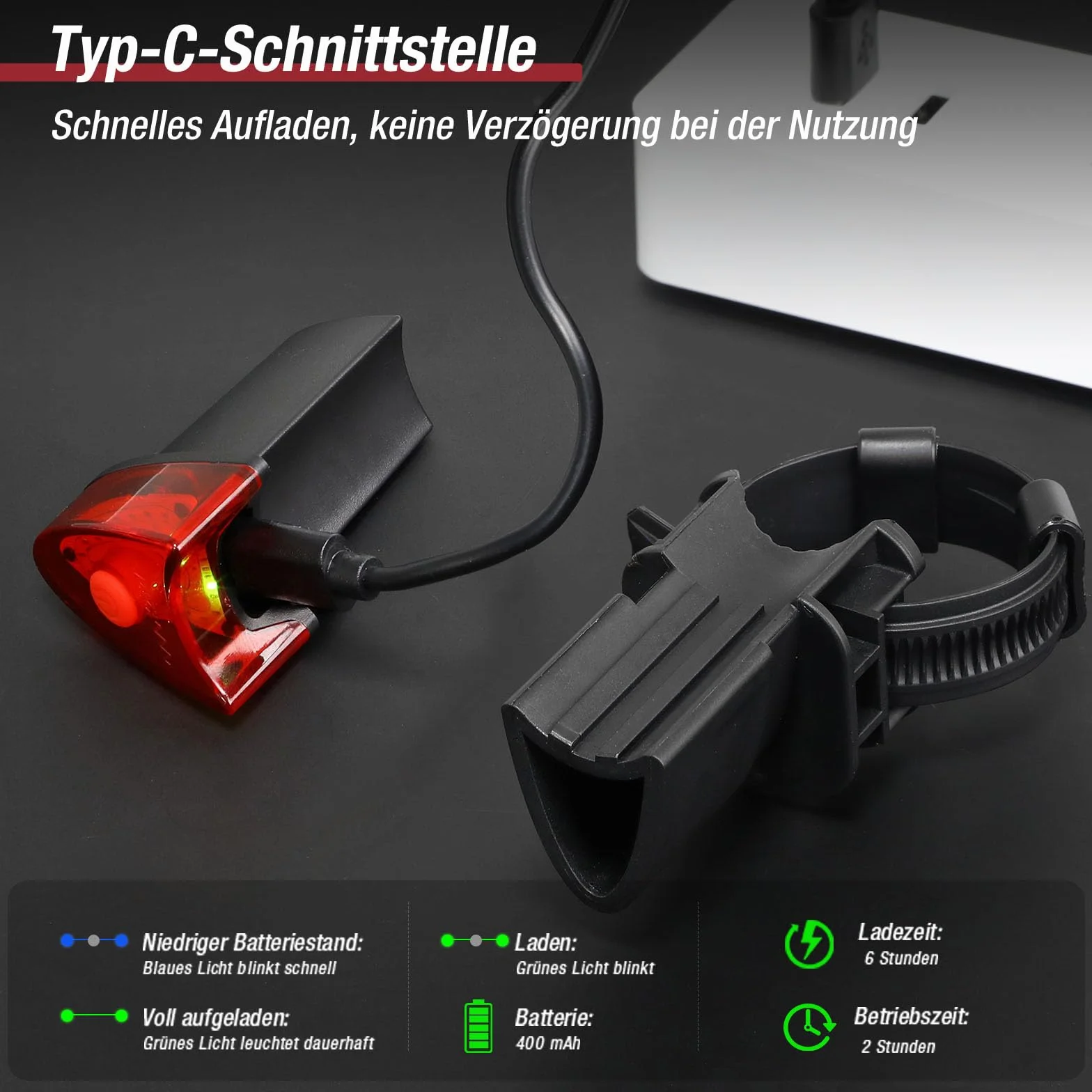 Toptrek składany zamek rowerowy 100 cm z uchwytem StVZO USB