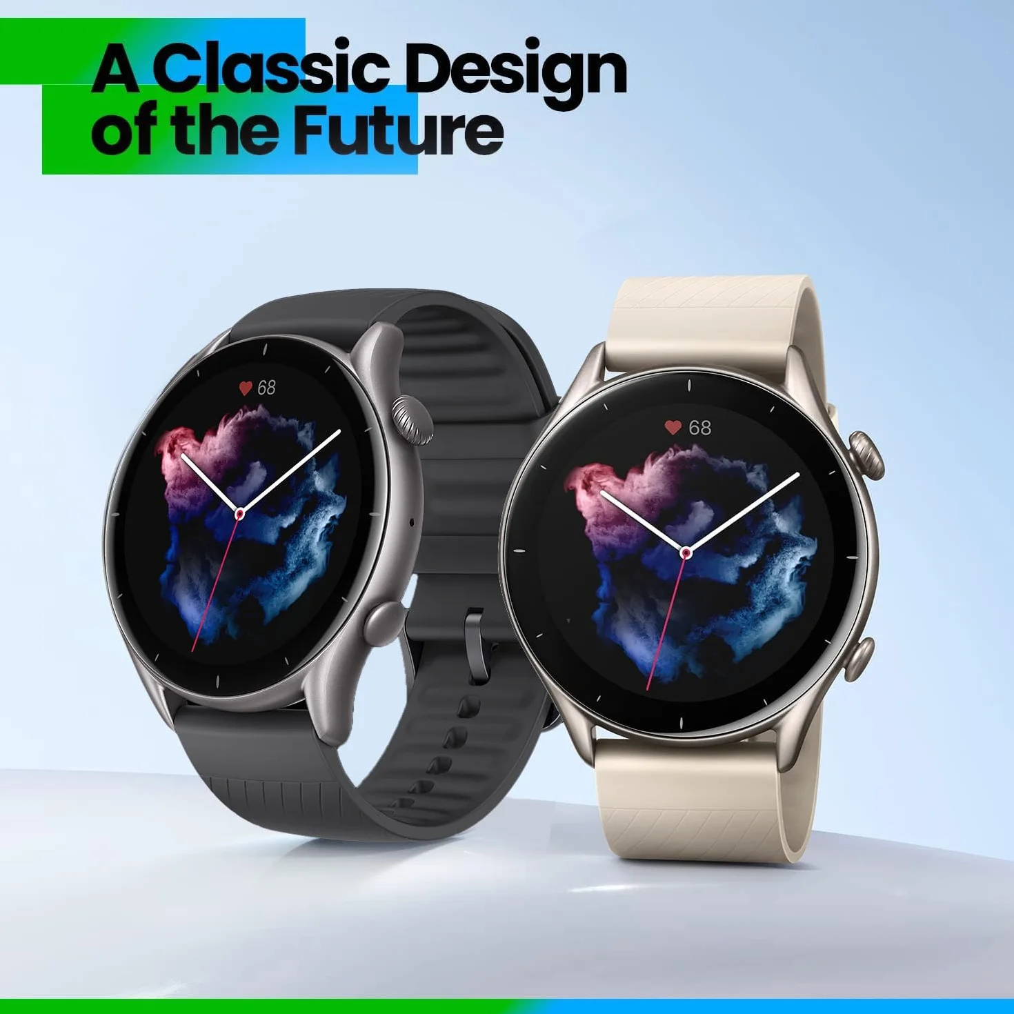 Amazfit Unisex Gtr 3 69-GTR 3 Black Smartwatch, Czarny, 1,39"