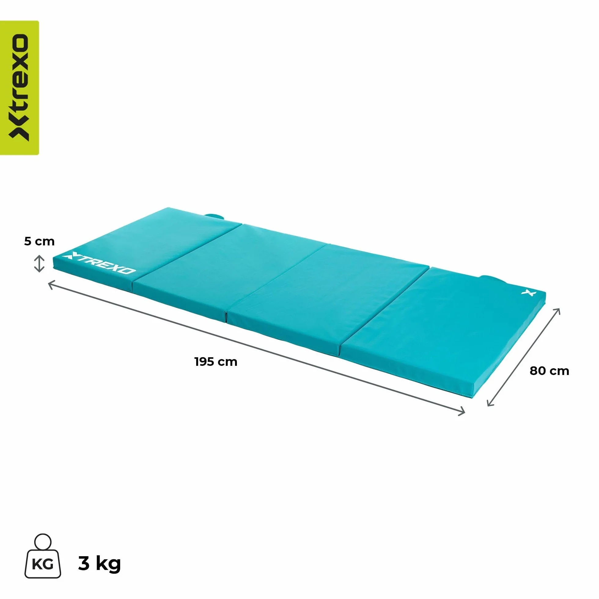 Składany materac gimnastyczny XTREXO 195x80x5 cm 4-częściowy pianka polietylenowa antypoślizgowy