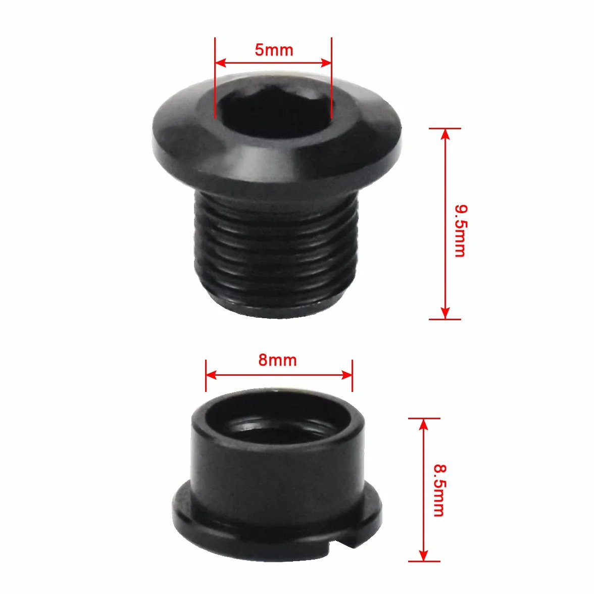 5 sztuk M8 śruba korbowa do roweru 7075, stop aluminium, śruby zębate, śruby korbowe, śruby rowerowe, ramię korbowe, śruba, nasadka mocująca do roweru wyścigowego, roweru górskiego, BMX MTB, kolor czarny