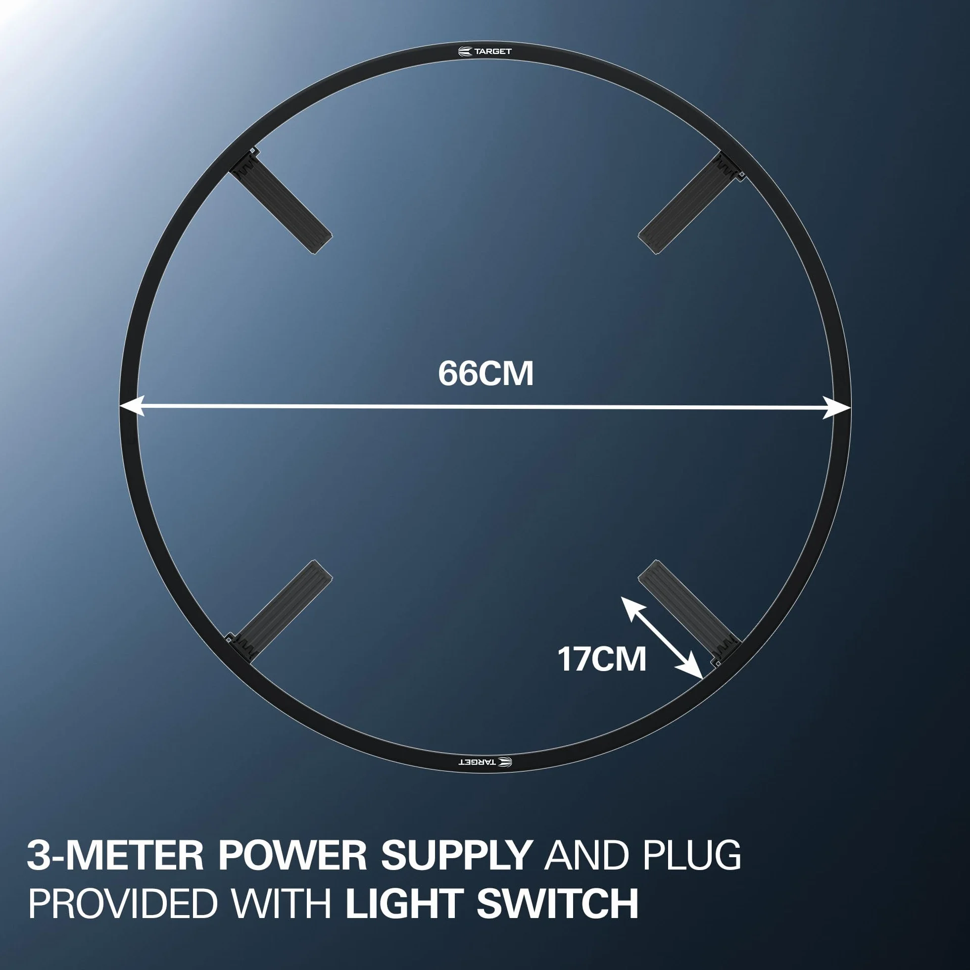 Target Darts Corona Vision System Oświetlenia Tablicy do Darta z Białym Światłem Led, Czarny, z Białym Światłem Led