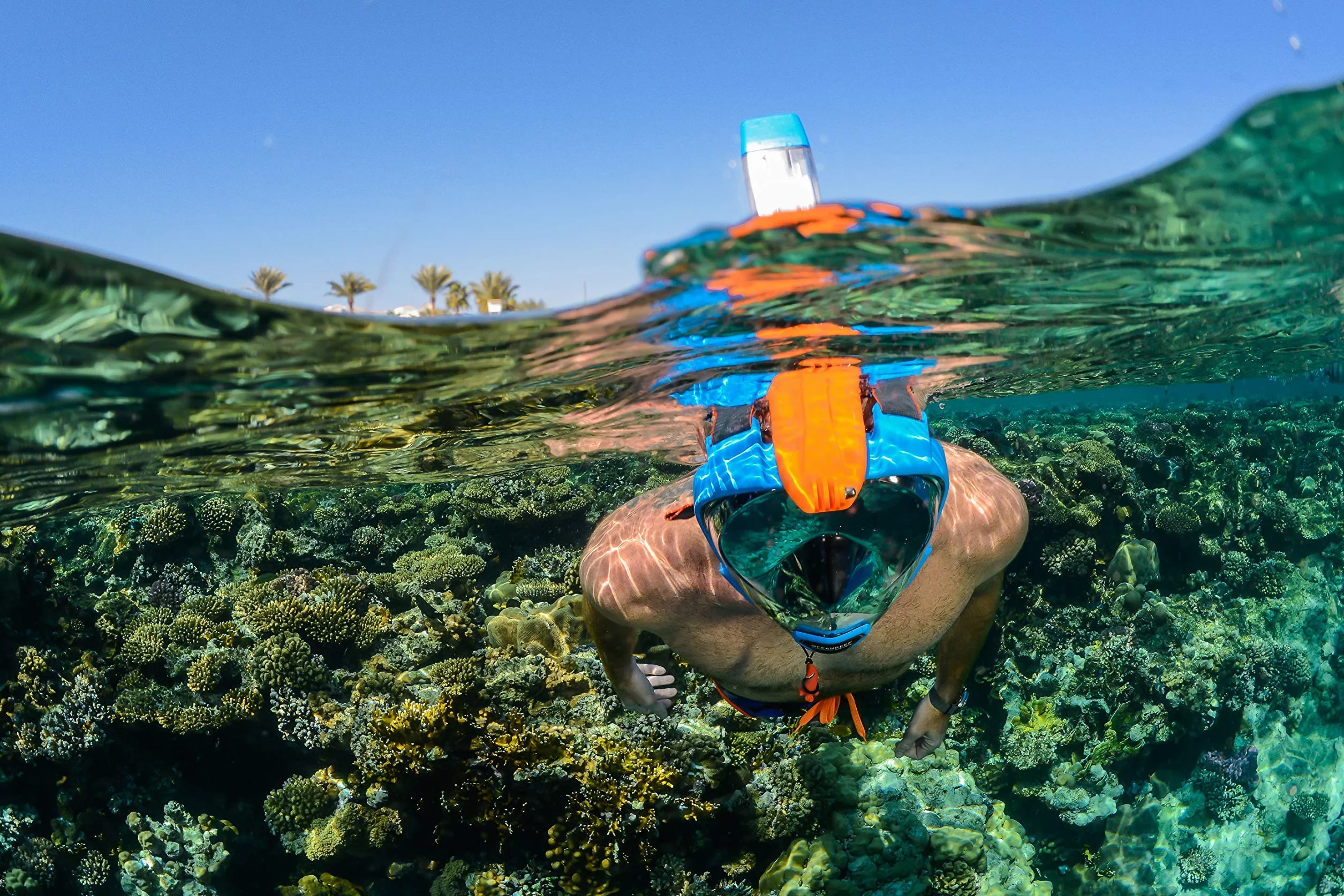 OCEAN REEF - Aria QR + maska do nurkowania z pełną twarzą z ustnikiem - widok wody 180 stopni