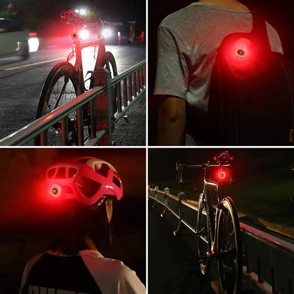 WASAGA Tylne światło rowerowe LED USB ładowanie wodoszczelne 5 trybów czerwony