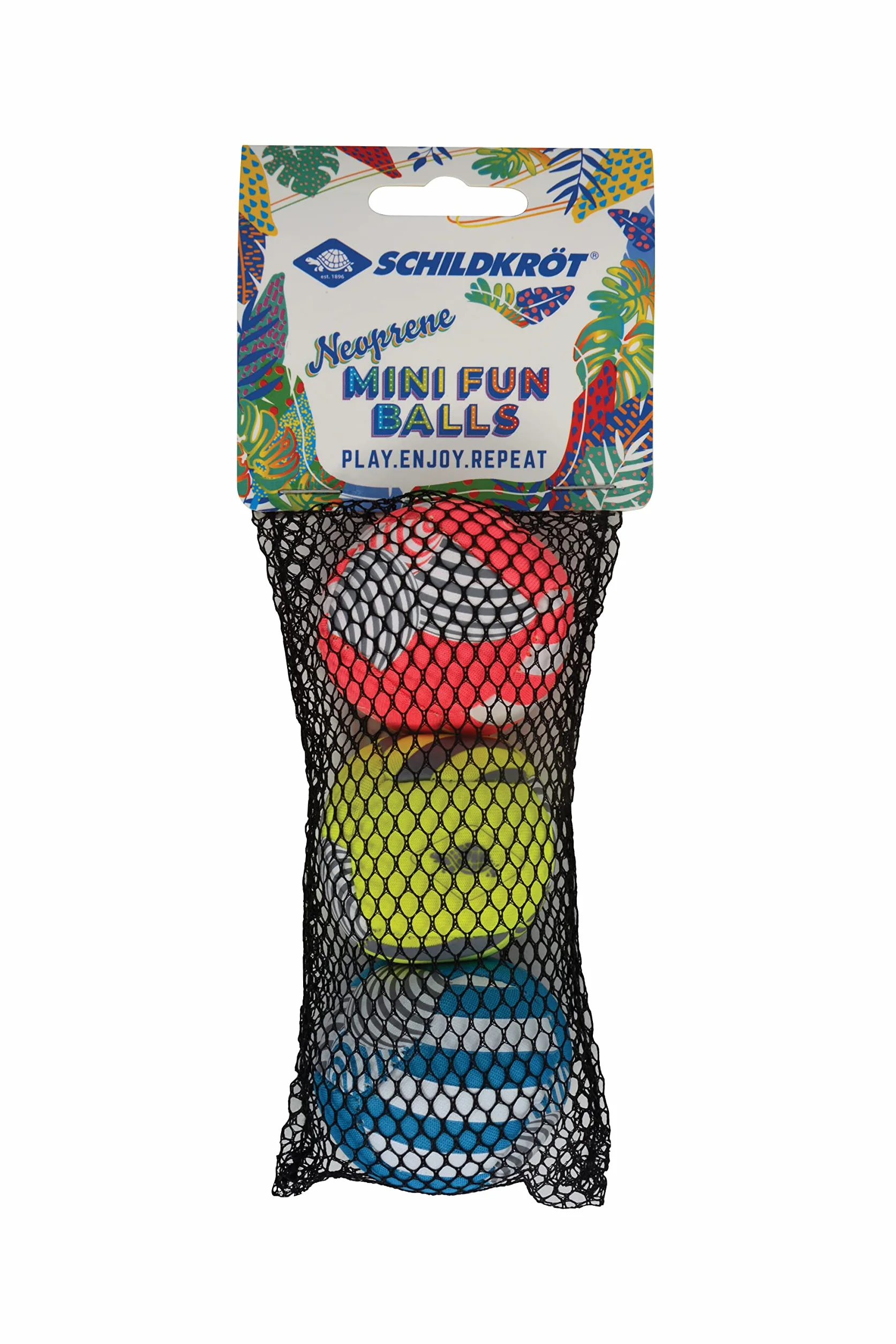 Schildkröt® Neoprenowe mini piłki do zabawy, 3 mini piłki do kipania, rzucania, łapania, żonglerki, Ø 5 cm, podwójne ścianki, wypełnione granulatem z tworzywa sztucznego, 970145, żółto-niebieskie