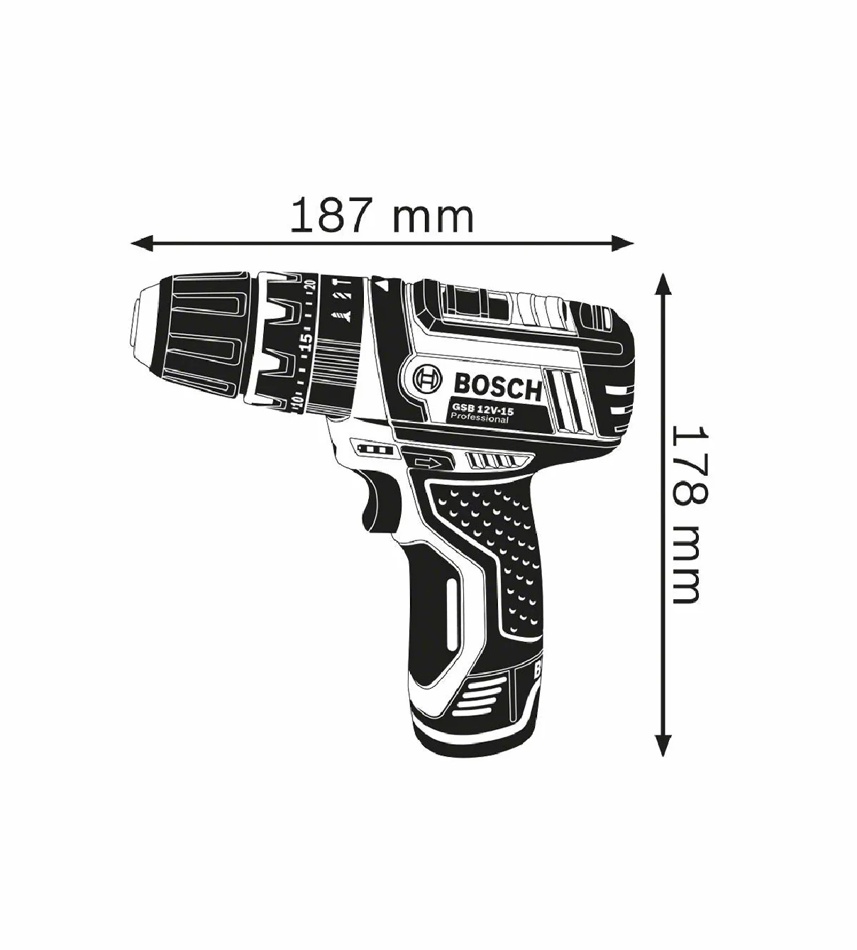 Bosch GSB 12V-15 Akumulatorowa Wiertarko-Wkrętarka Udarowa 12V 2x2,0Ah Zestaw