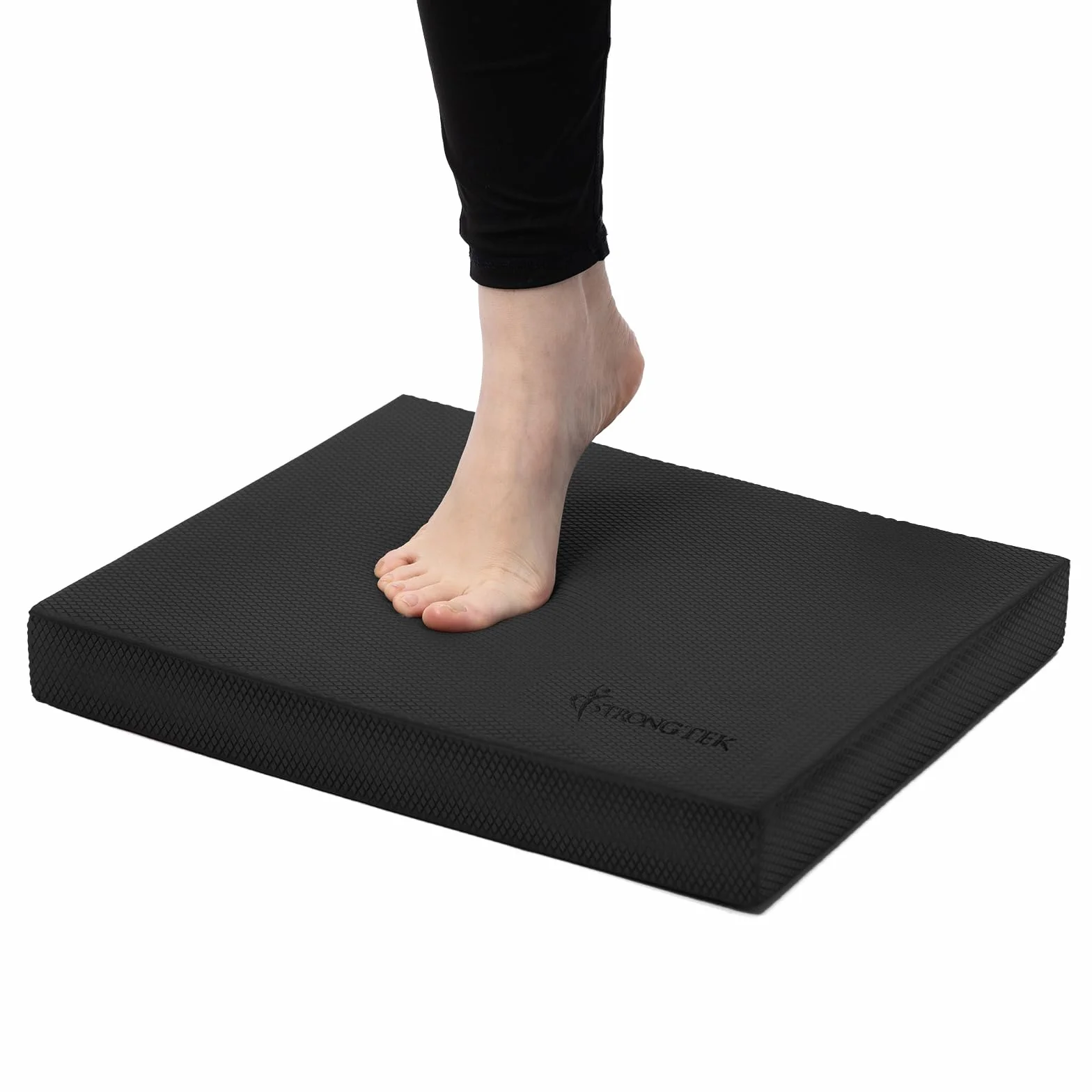 StrongTek Profesjonalna piankowa mata do balansowania – 40 x 33 x 5 cm, antypoślizgowa pianka TPE o wysokiej gęstości, odporna na działanie wody, do treningu równowagi, jogi i fizjoterapii (czarna)