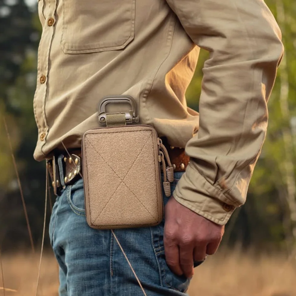 DONGKER EDC Molle Pouch, taktyczna torba w talii, wodoszczelna torba pierwszej pomocy, organizer z mikro-kieszenią, z karabińczykiem, do użytku w nagłych wypadkach medycznych na świeżym powietrzu