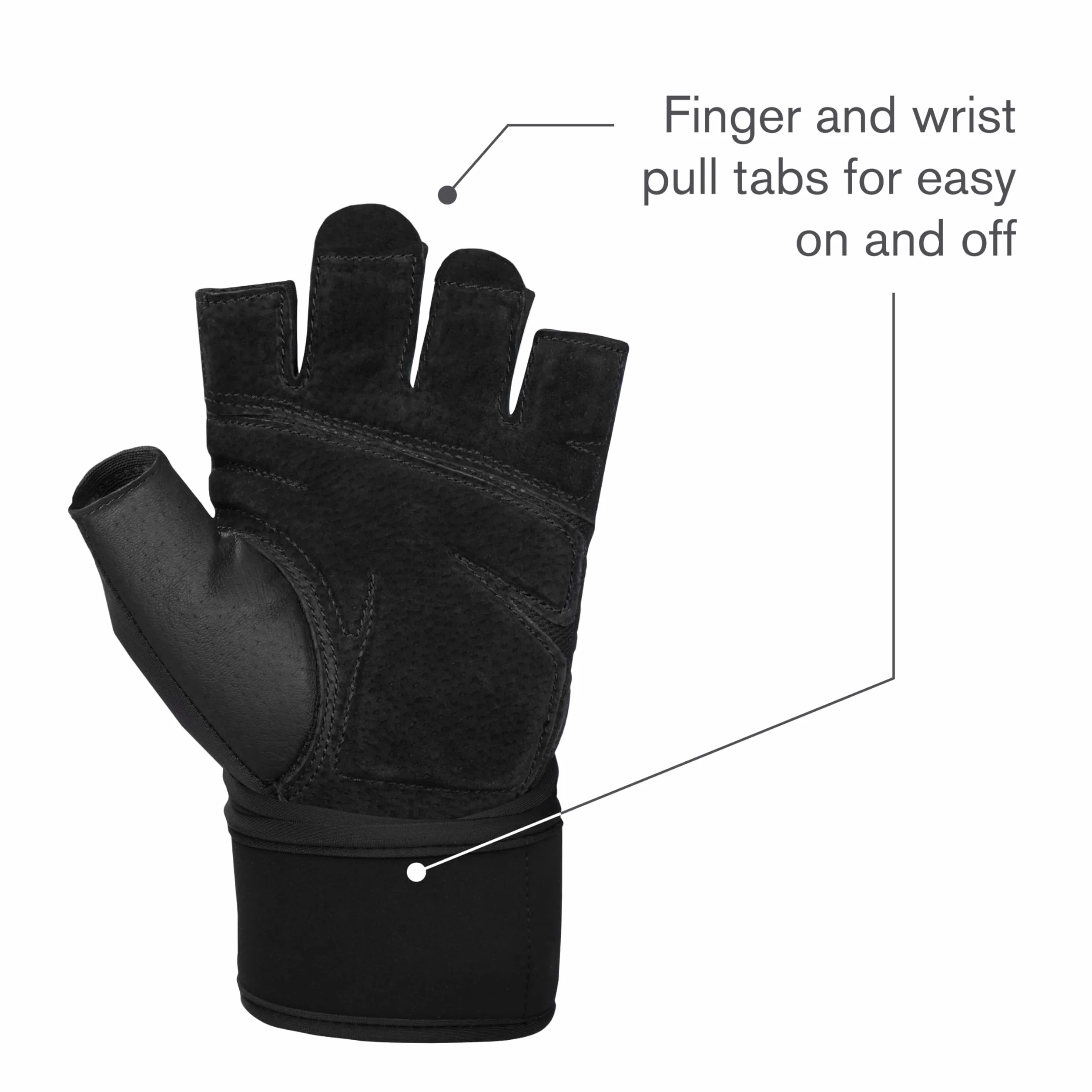 Harbinger Rękawice treningowe Grip Wristwrap 2.0 ciężkie rękawice liftingowe z wyściełaną kulką TechGel, zapięcie na rzepy, 4-kierunkowy stretch, pomoc w ciągnięciu palców, czarne, XL