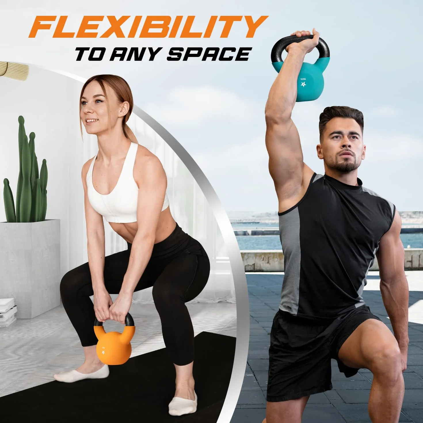 Yes4All HCR1 6KG żeliwny kettlebell powlekany neoprenem pomarańczowy