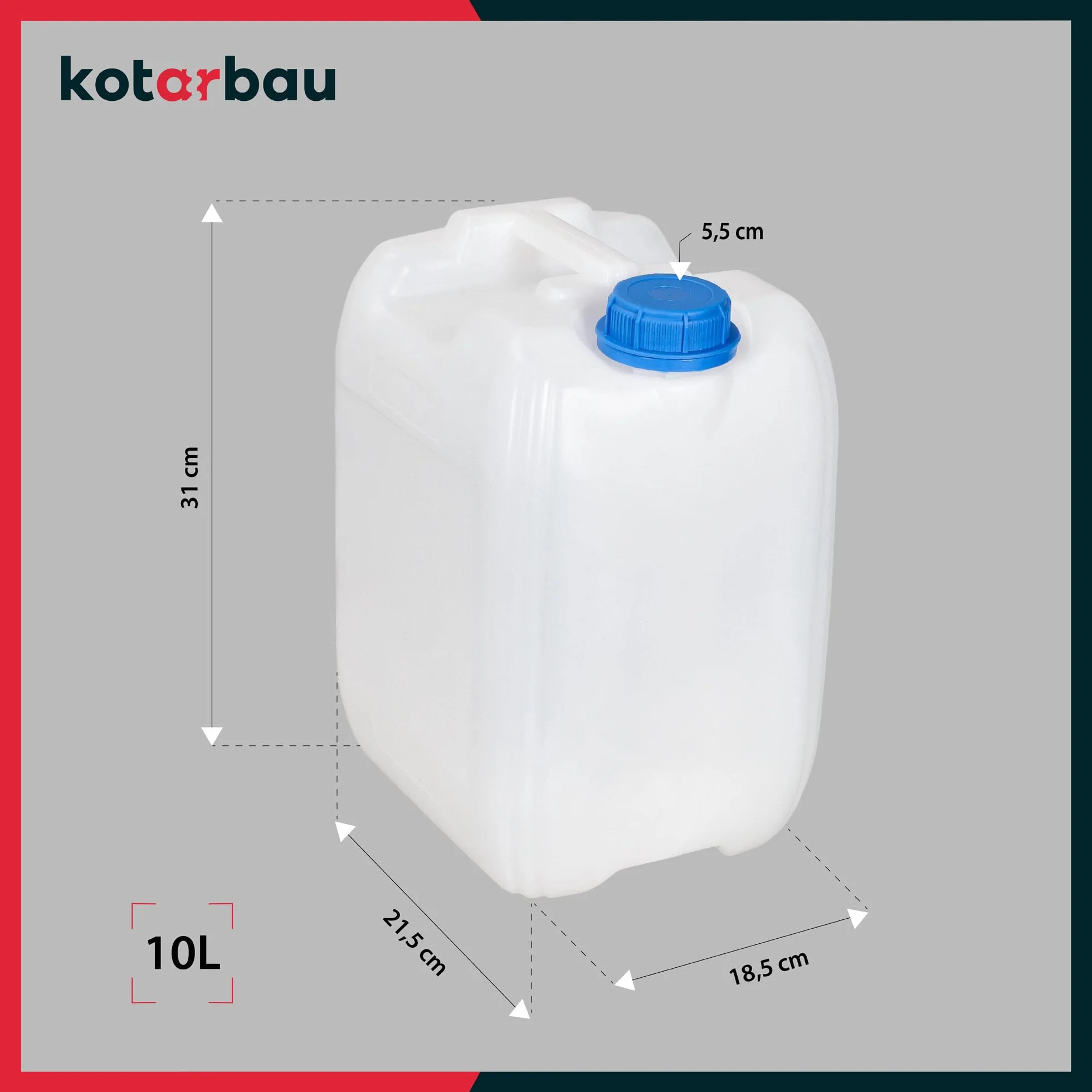 KOTARBAU Kanister na wodę 10L PE z zakrętnym zamknięciem