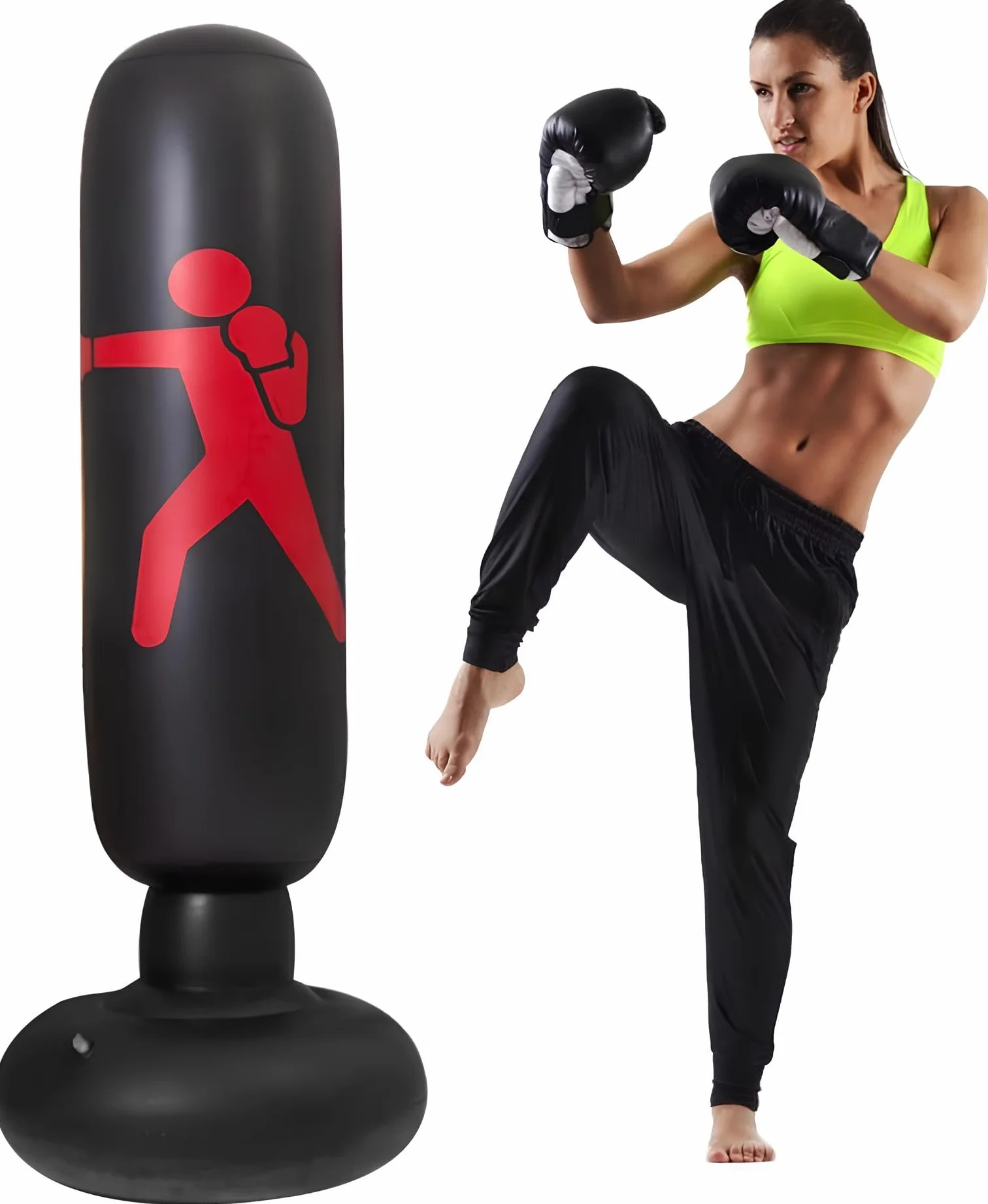 Nadmuchiwana torba bokserska 160 cm – trwała, wolno stojąca torba bokserska dla dzieci i dorosłych, cel do kickboxingu, redukcja stresu, sprzęt do treningu wewnątrz i na zewnątrz