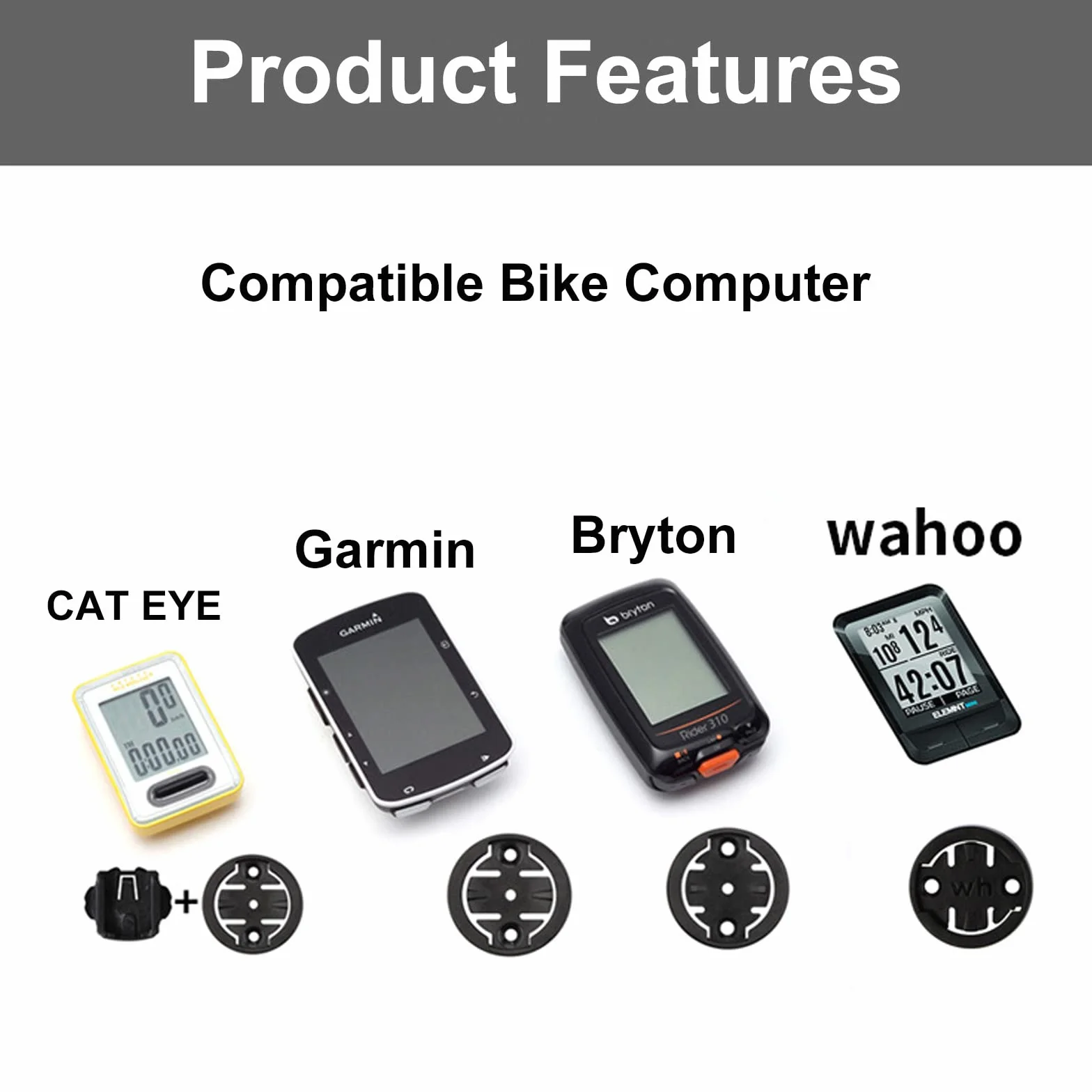 Zintegrowany uchwyt na komputer rowerowy do roweru szosowego (stop aluminium) Uchwyt na kierownicę do Garmin Edge, Wahoo Elemnt, Bryton, Cateye, kamery GoPro i oświetlenia