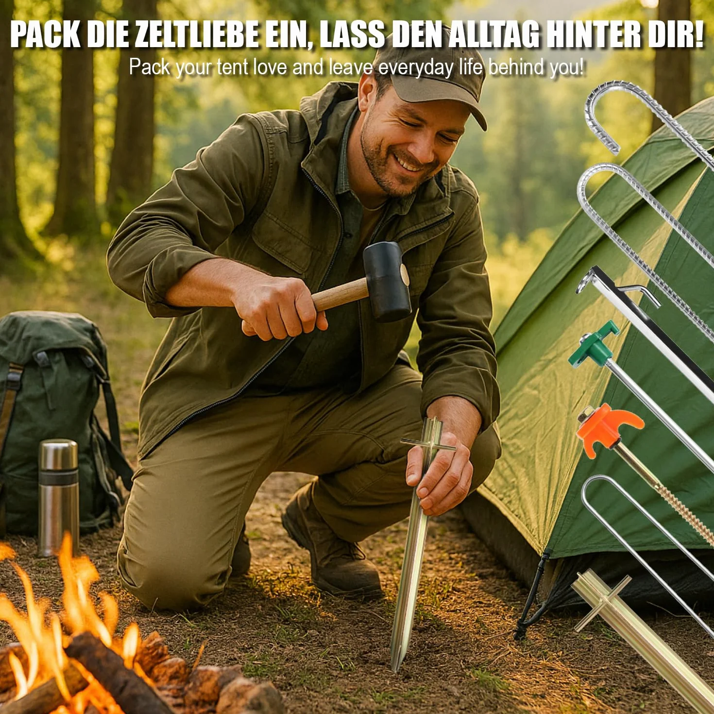 COM-FOUR® 8x kotwy gruntowe XL wykonane z litej stali, ksztalt J 30 cm, Ø 1 cm - ocynkowane kotwy gruntowe do namiotów, pawilonów, dmuchanych zamków, trampolin, stabilne i odporne na rdze