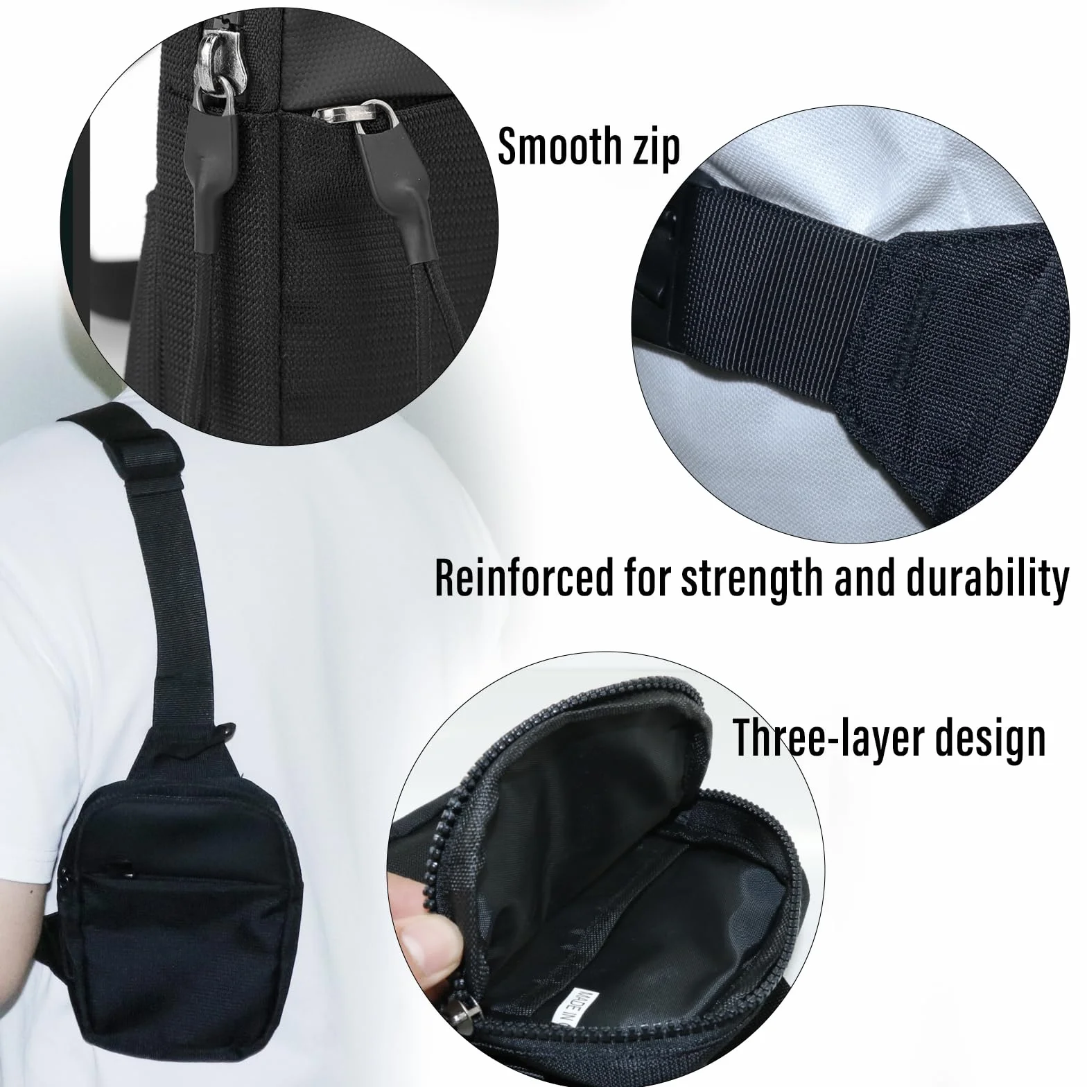 Sling Chest Crossbody Bag, torba na klatkę piersiową dla mężczyzn, wodoszczelna torba na ramię, na podróż, wędrówki, jazdę na rowerze, kemping, sport na świeżym powietrzu